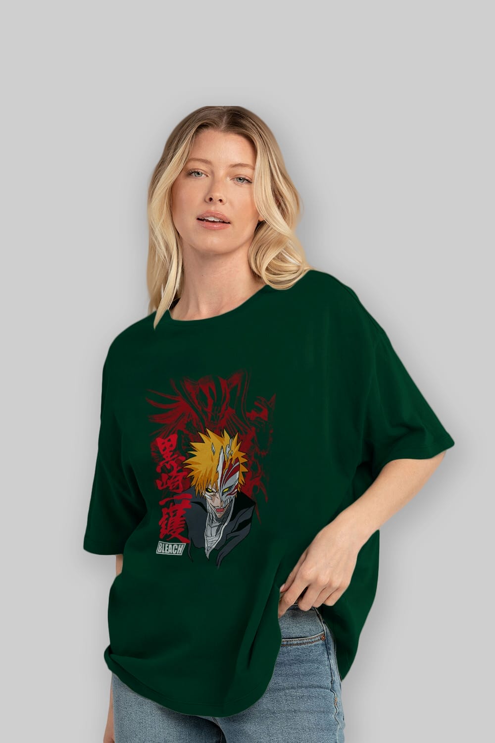 ICHIGO KUROSAKI VIZARD Anime Ön Baskılı Oversize t-shirt %100 pamuk Erkek Kadın Unisex
