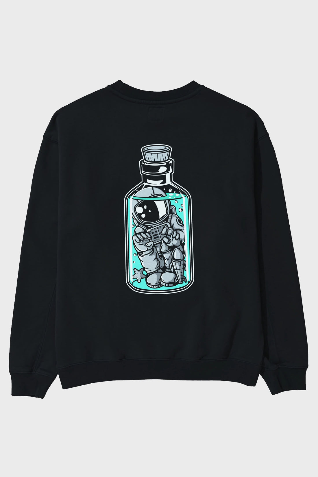 Astronaut in The Bottle Arka Baskılı Oversize Sweatshirt Erkek Kadın Unisex