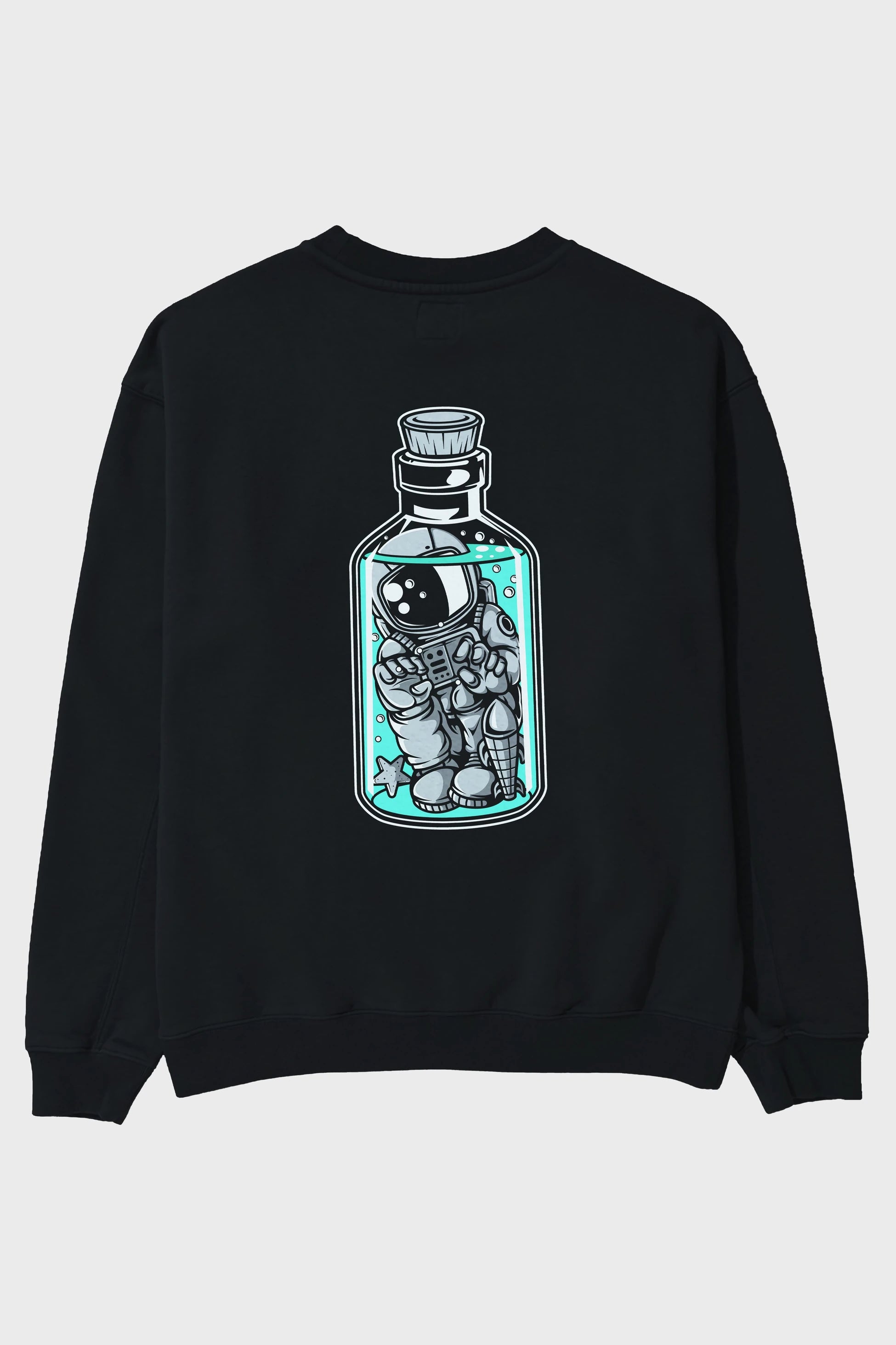 Astronaut in The Bottle Arka Baskılı Oversize Sweatshirt Erkek Kadın Unisex