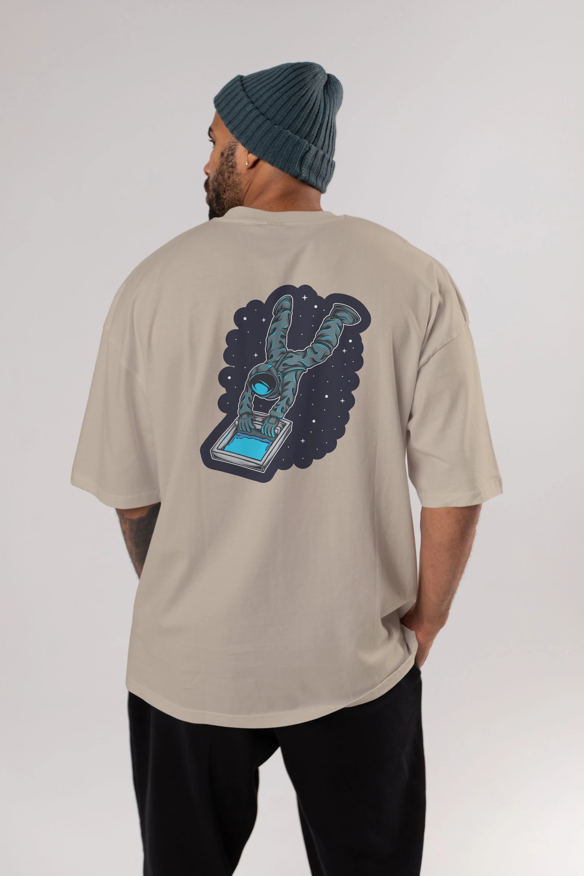 Astroscreen Sticker Arka Baskılı Oversize t-shirt Erkek Kadın Unisex