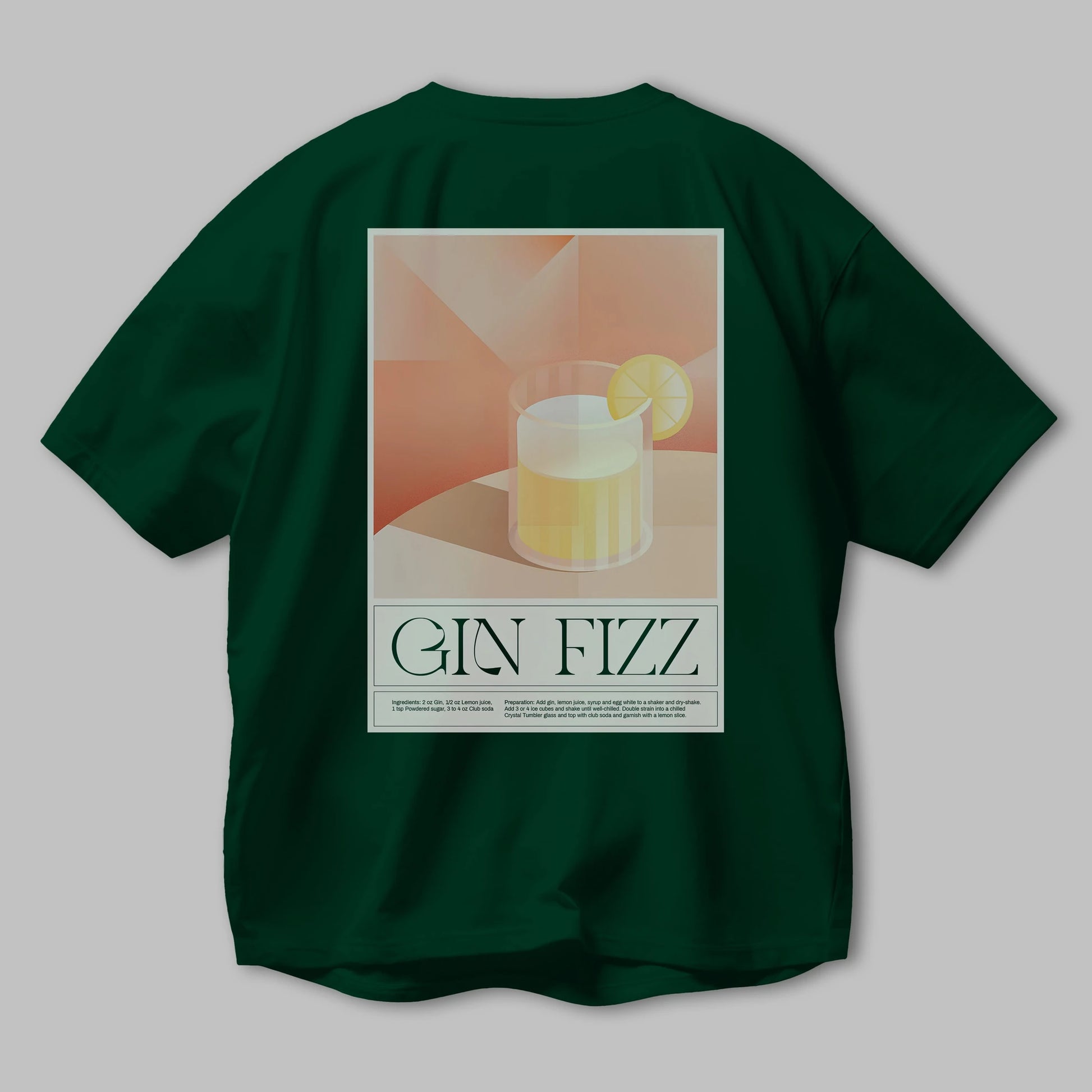 Gin Fizz Arka Baskılı Oversize t-shirt Erkek Kadın Unisex %100 Pamuk Bisiklet Yaka tişort