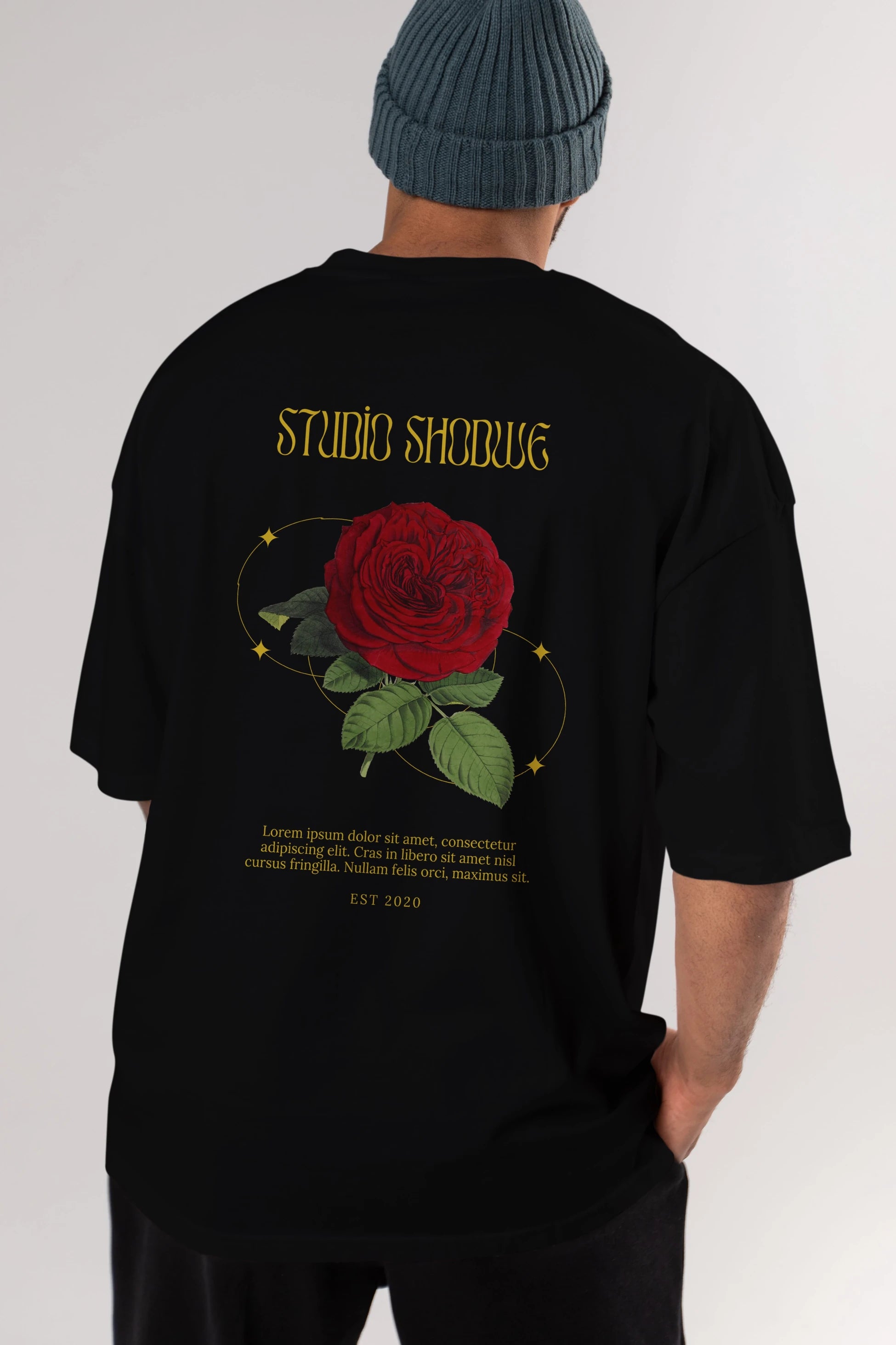 Studio Shodwe Rose Arka Baskılı Oversize t-shirt Erkek Kadın Unisex