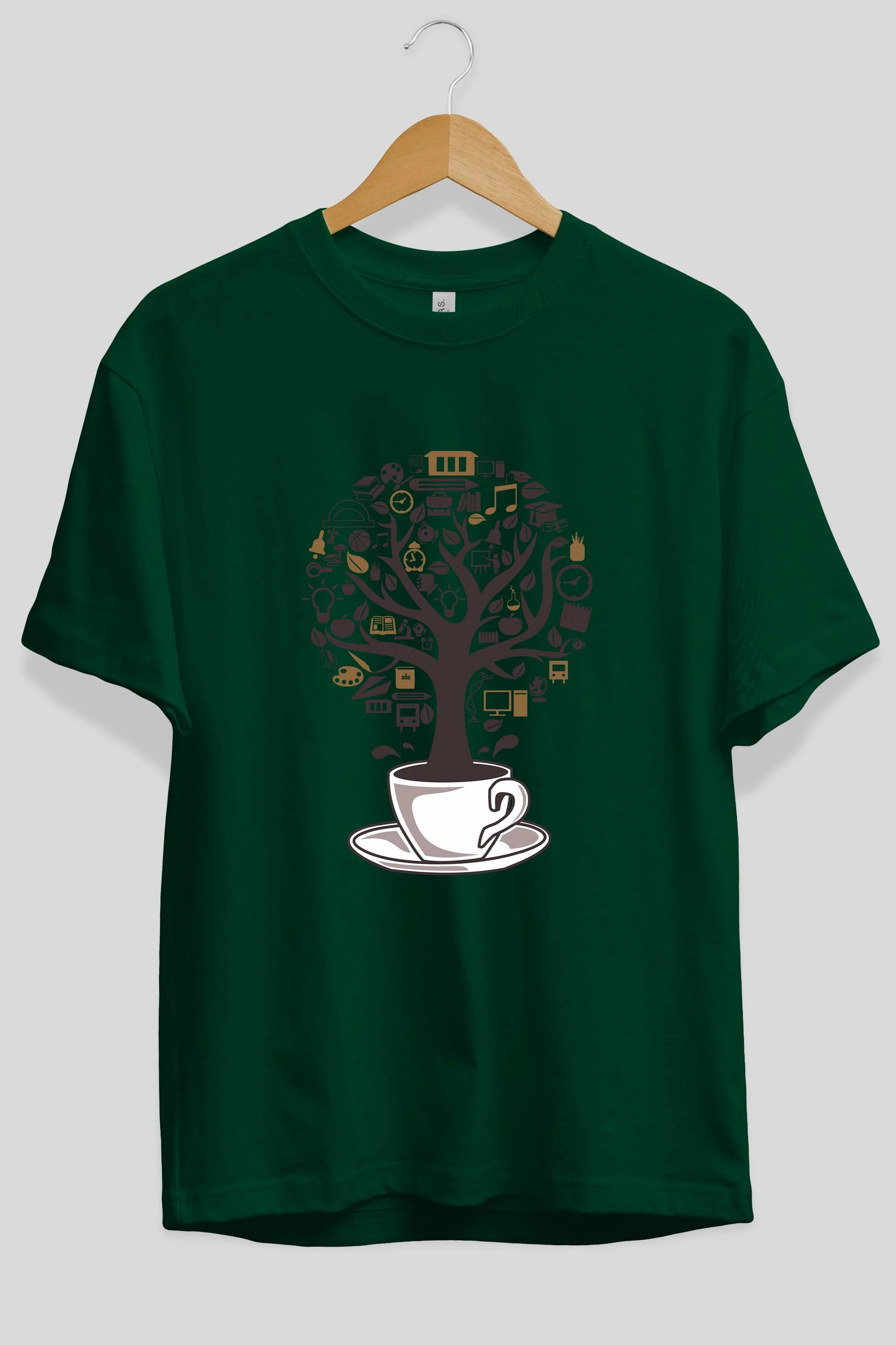 Coffee Tree Ön Baskılı Oversize t-shirt %100 pamuk Erkek Kadın Unisex