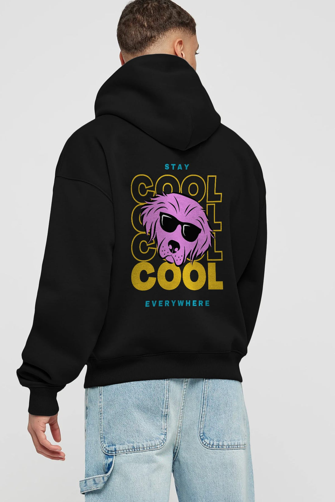 Cool Dog 2 Arka Baskılı Oversize Hoodie Kapüşonlu Sweatshirt Erkek Kadın Unisex