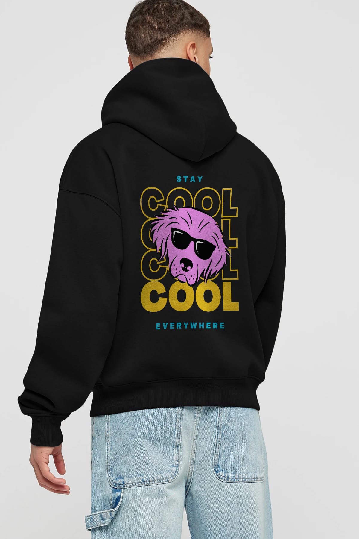 Cool Dog 2 Arka Baskılı Oversize Hoodie Kapüşonlu Sweatshirt Erkek Kadın Unisex