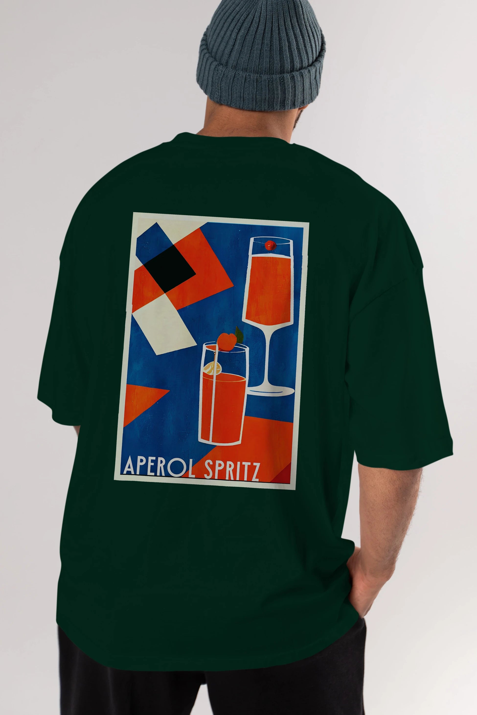 Aperol Spritz 4 Arka Baskılı Oversize t-shirt Erkek Kadın Unisex %100 Pamuk Bisiklet Yaka tişort