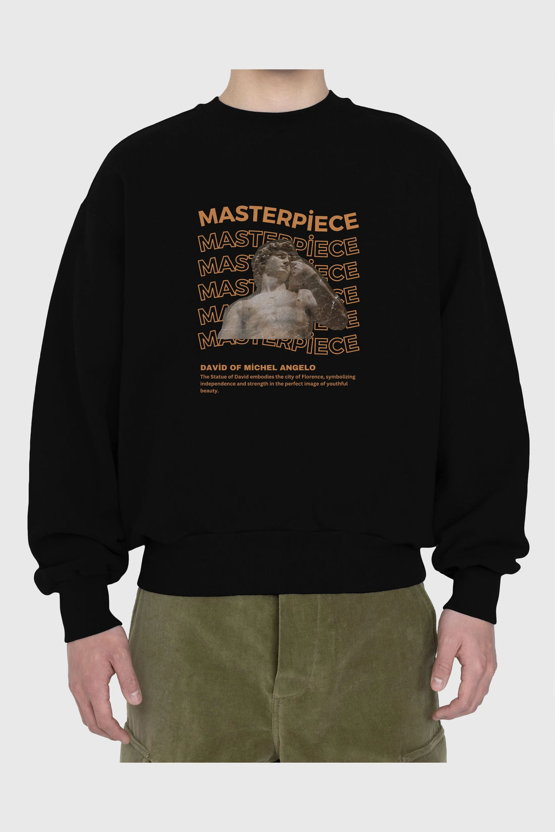 Masterpiece Yazılı Ön Baskılı Oversize Sweatshirt Erkek Kadın Unisex