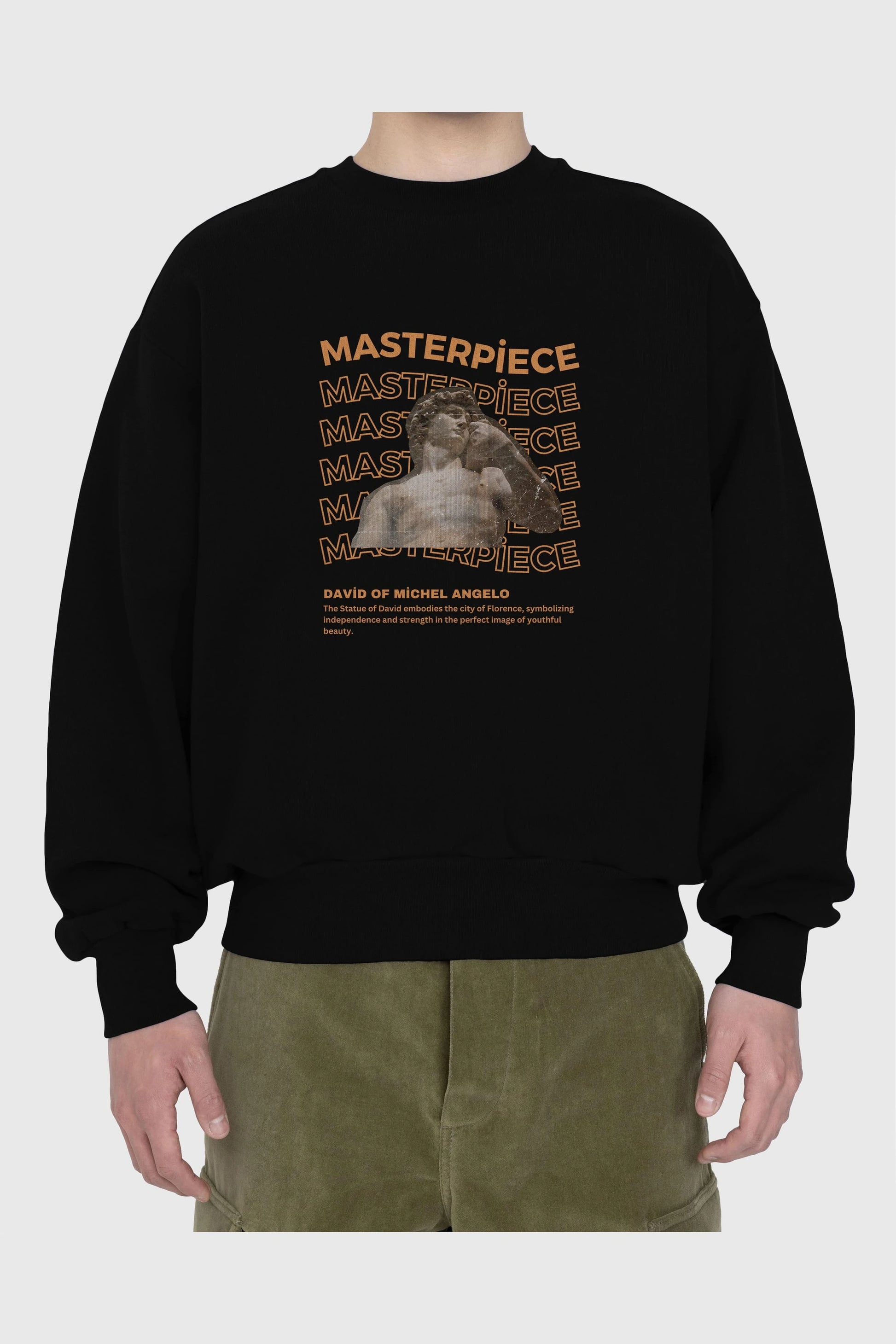 Masterpiece Yazılı Ön Baskılı Oversize Sweatshirt Erkek Kadın Unisex