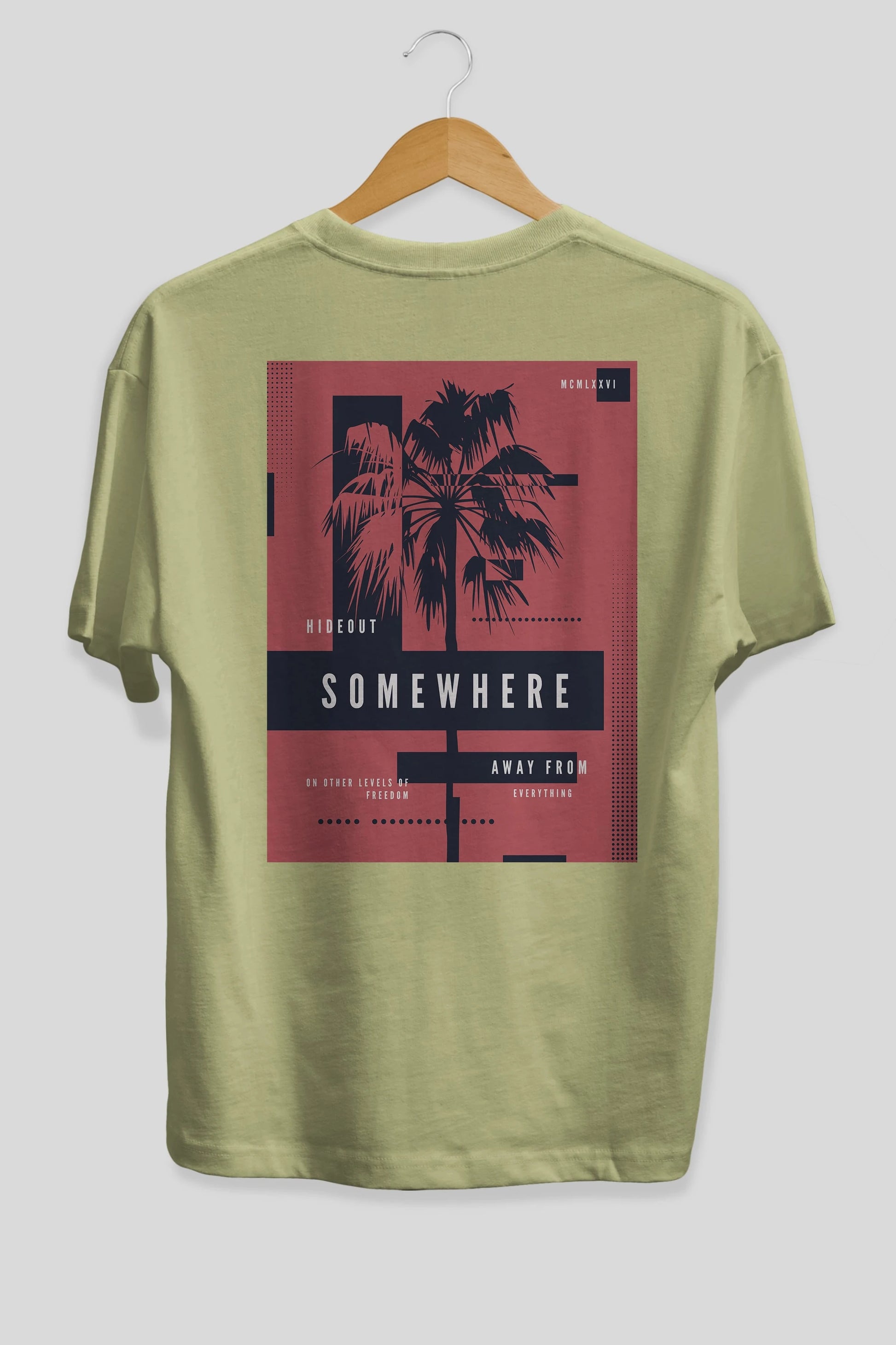 Hideout Somewhere Arka Baskılı Oversize t-shirt Erkek Kadın Unisex
