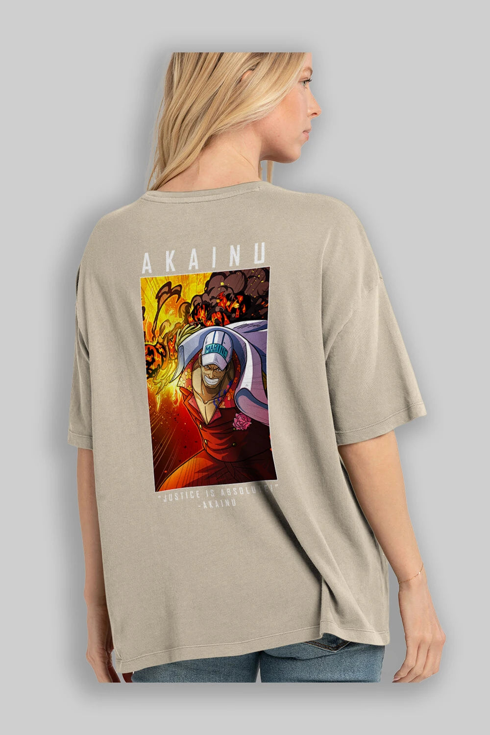 Sakazuki Anime Arka Baskılı Oversize t-shirt Erkek Kadın Unisex %100 pamuk tişort