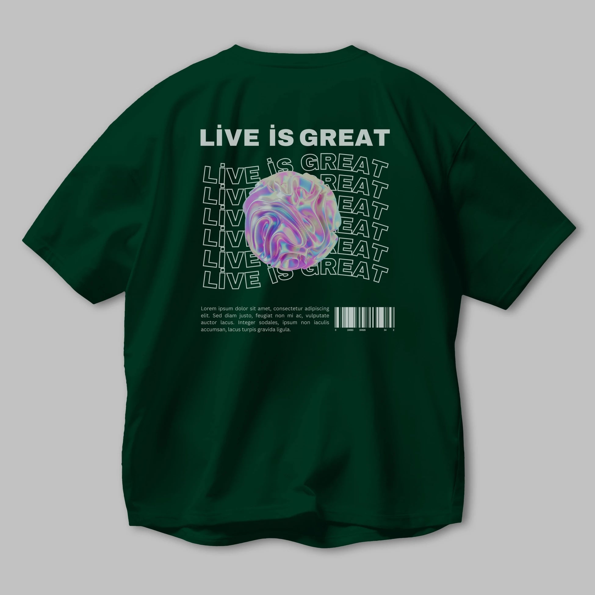 Live is Great Yazılı Arka Baskılı Oversize t-shirt Erkek Kadın Unisex