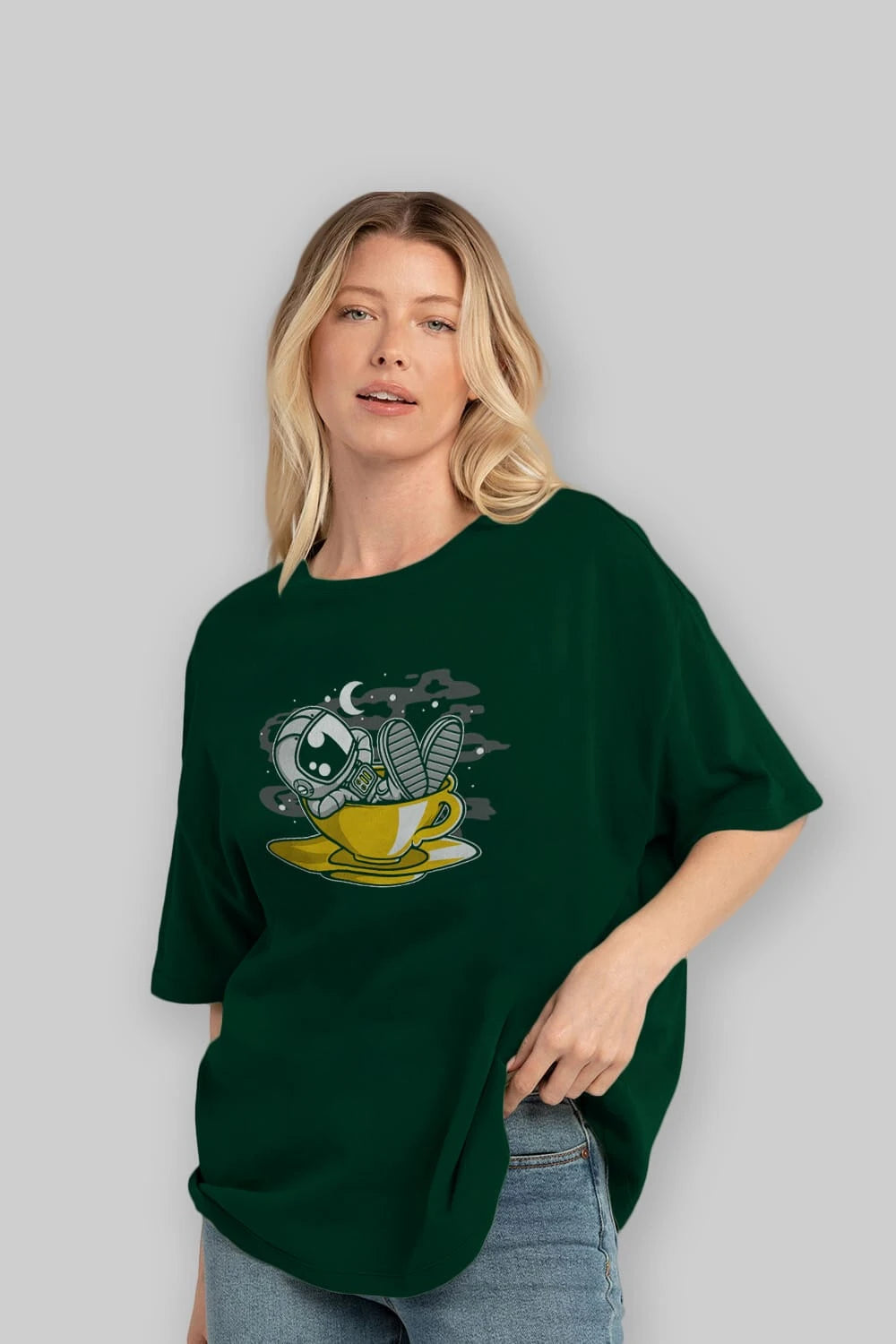 Astronaut Relax Ön Baskılı Oversize t-shirt Erkek Kadın Unisex