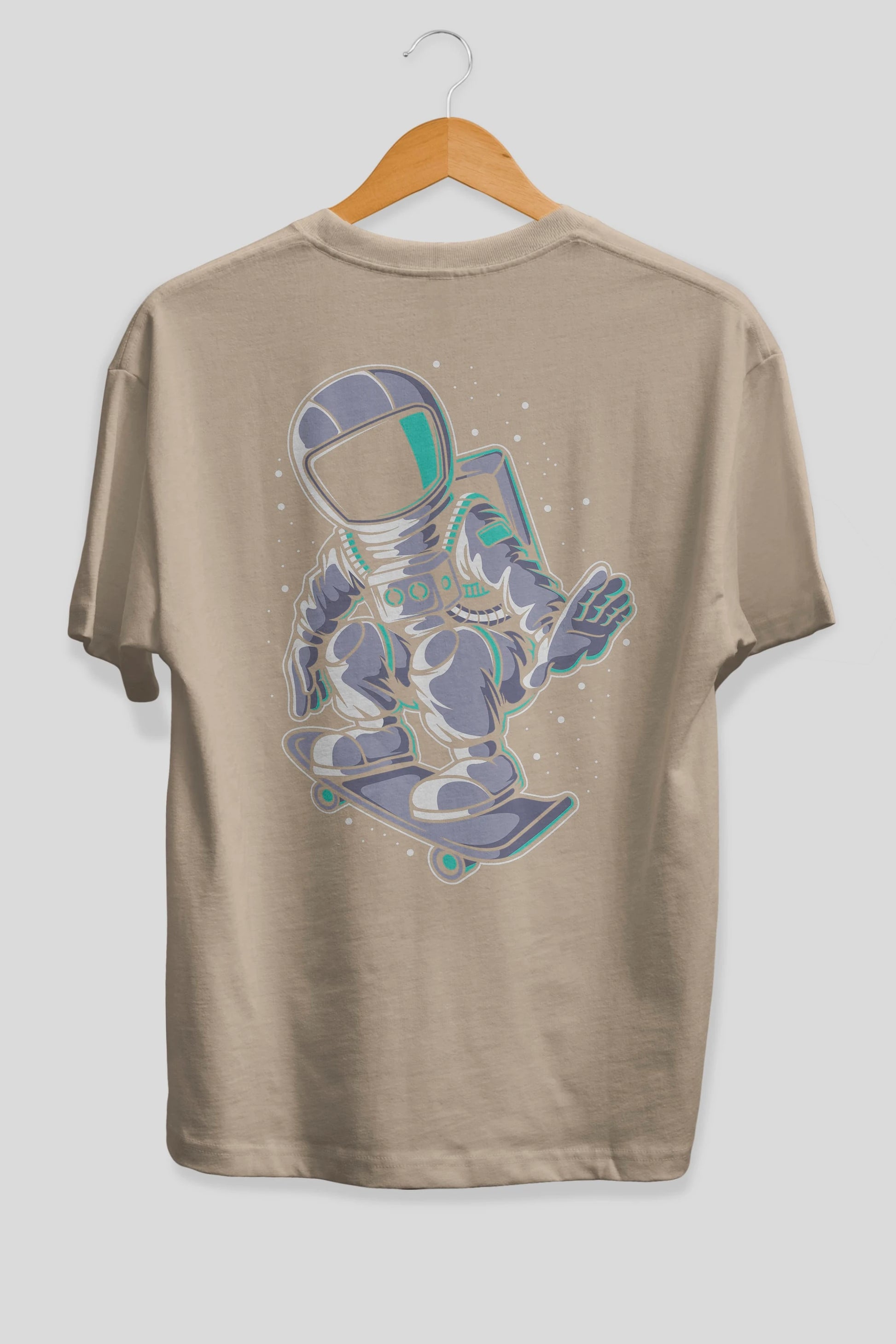 Astronaut Skater Arka Baskılı Oversize t-shirt Erkek Kadın Unisex