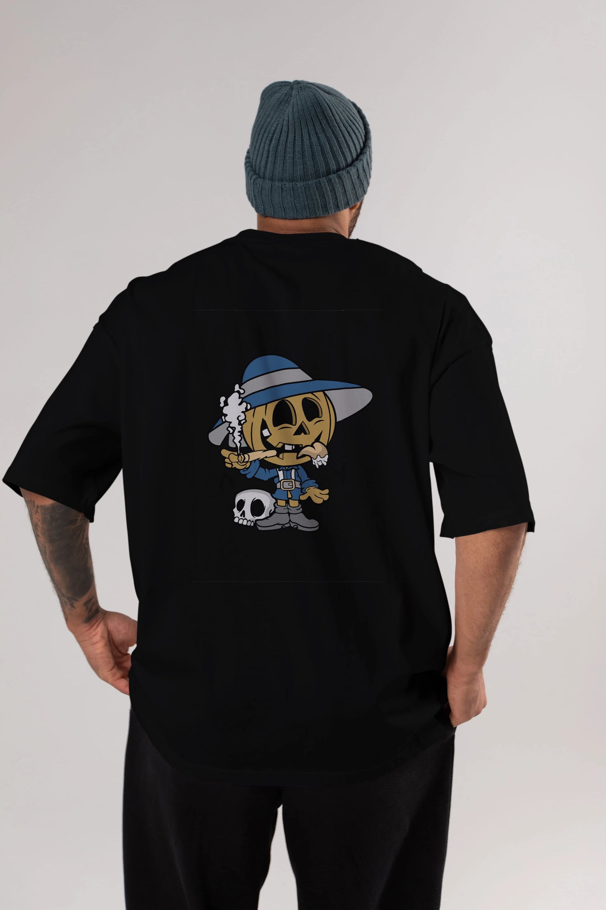 Halloween Kid Arka Baskılı Oversize t-shirt Erkek Kadın Unisex %100 Pamuk tişort