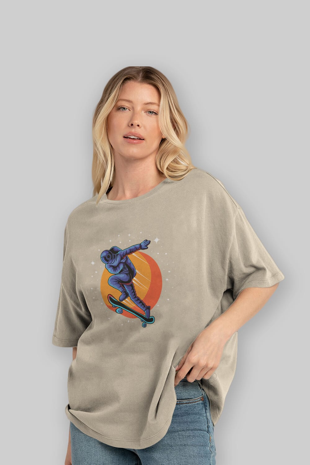 Astroskate Run Ön Baskılı Oversize t-shirt Erkek Kadın Unisex