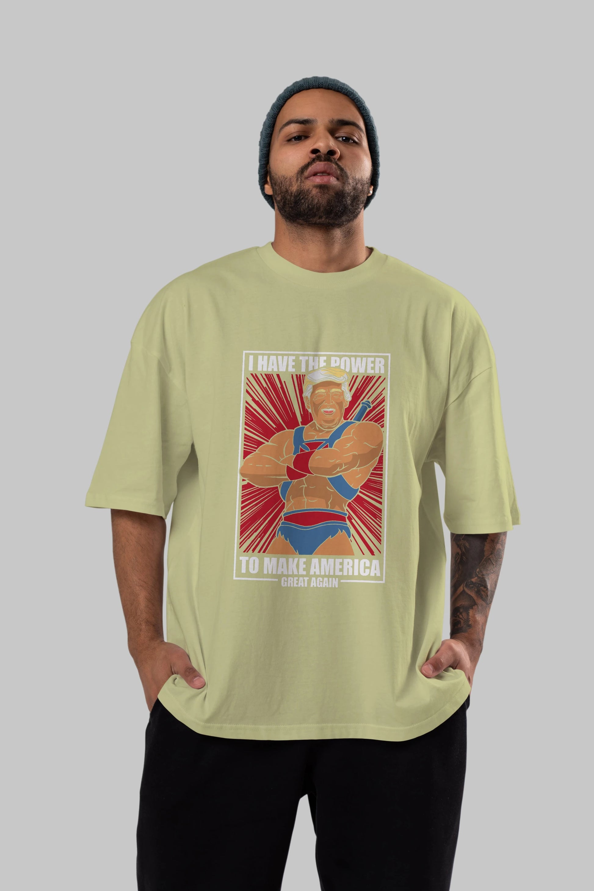 Trump Heman Ön Baskılı Oversize t-shirt Erkek Kadın Unisex %100 Pamuk tişort