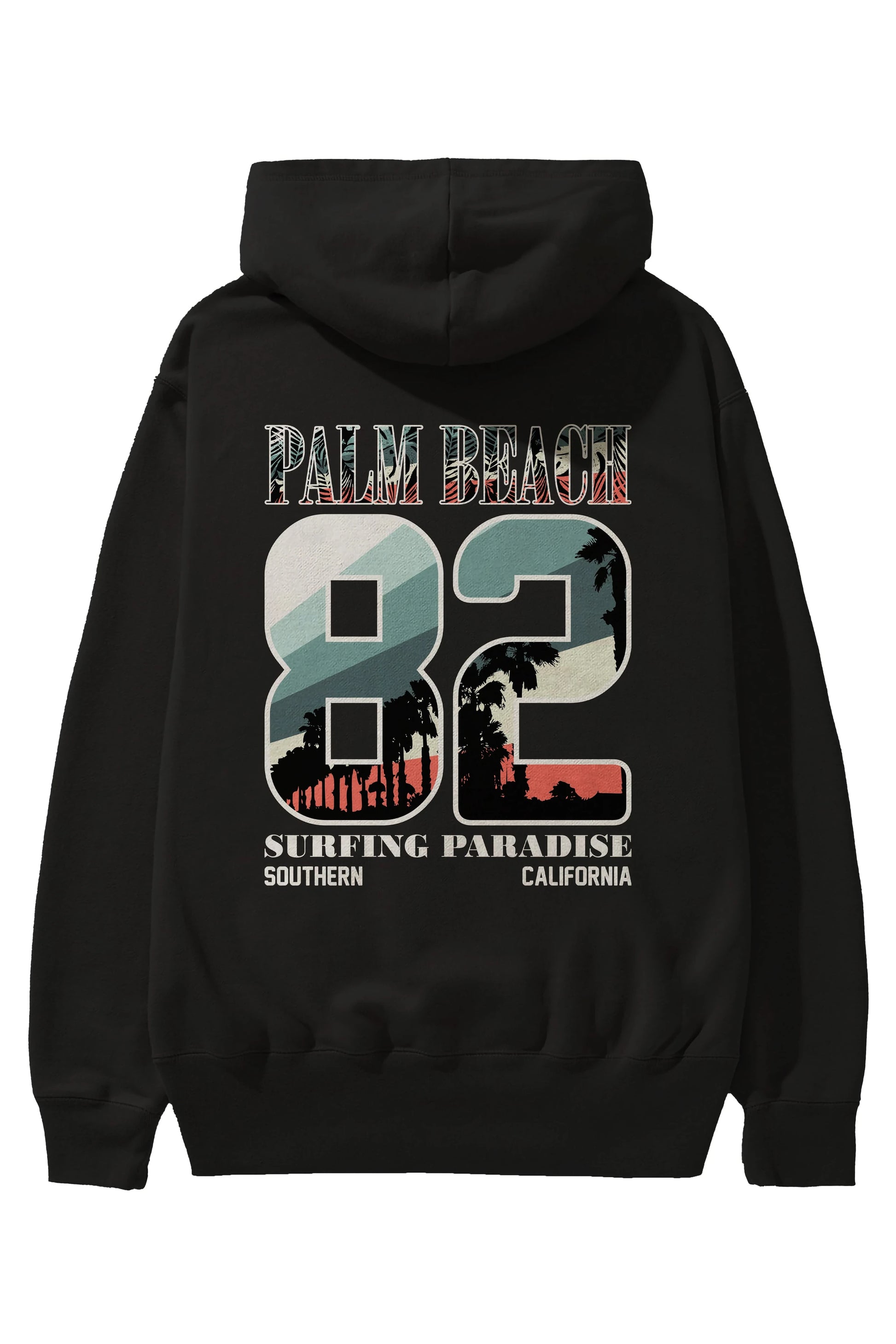Palm Beach 82 Arka Baskılı Hoodie Oversize Kapüşonlu Sweatshirt Erkek Kadın Unisex