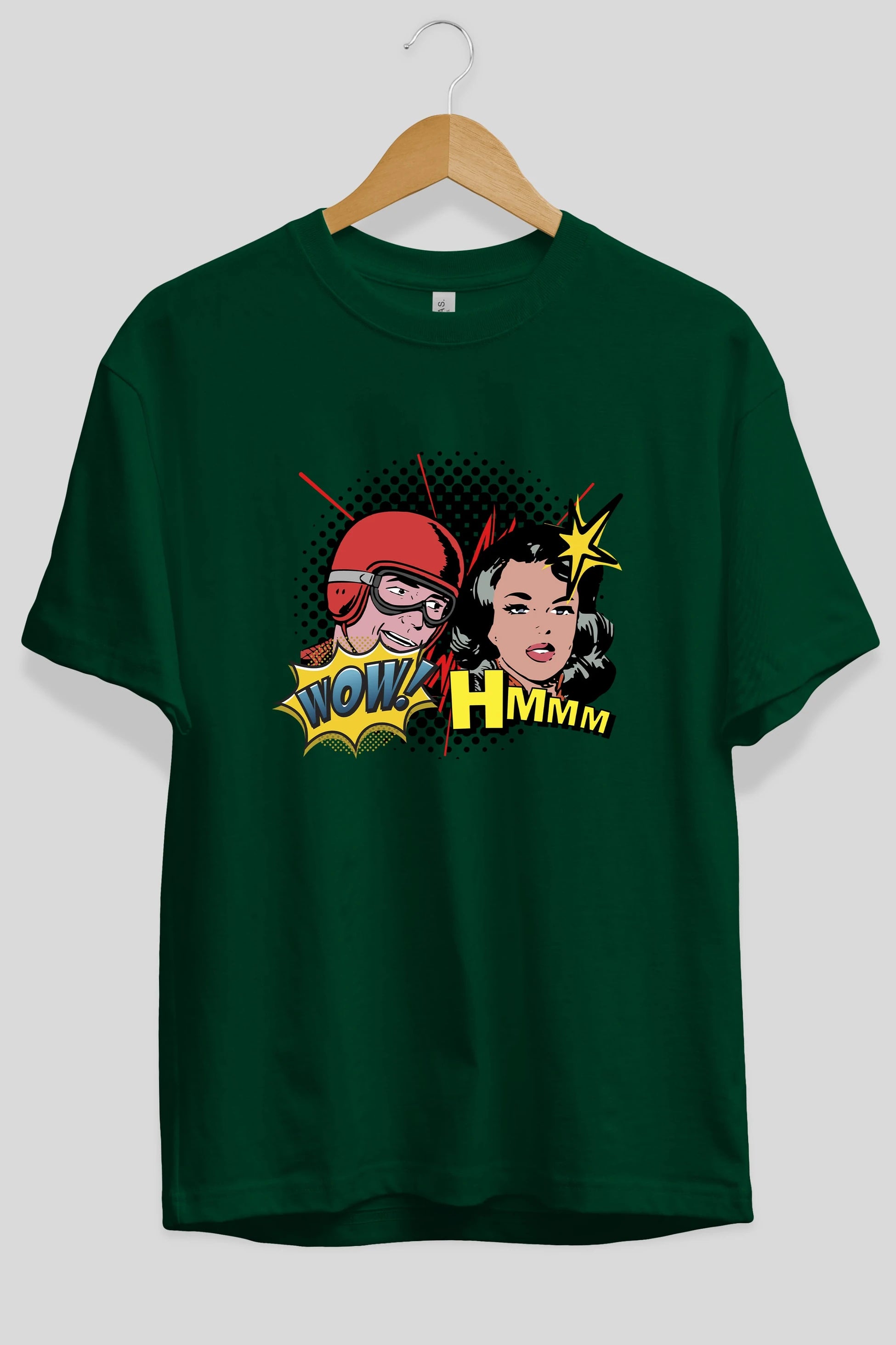 Comic Wow Yazılı Ön Baskılı Oversize t-shirt Erkek Kadın Unisex