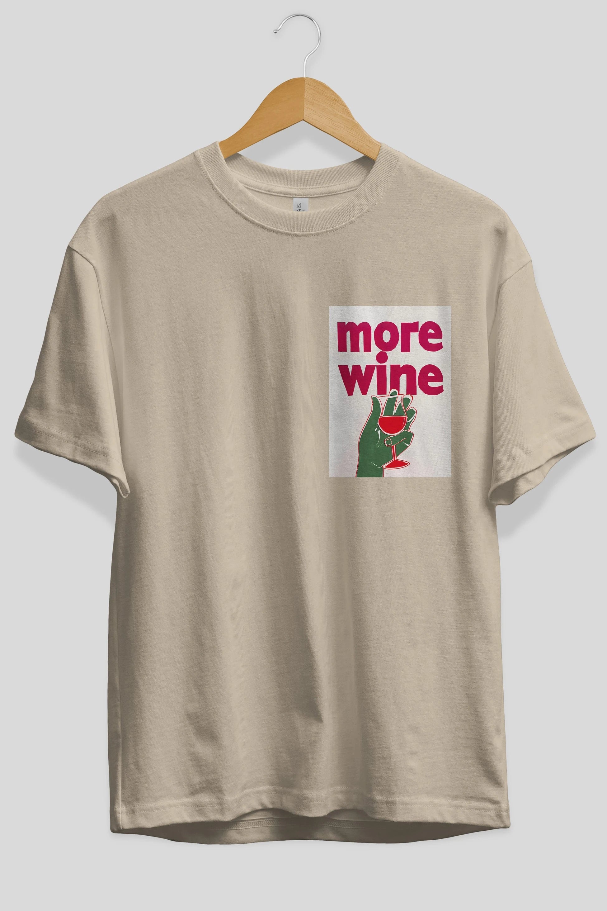 More Wine 3 Ön Sol Baskılı Oversize t-shirt Erkek Kadın Unisex %100 Pamuk Bisiklet Yaka tişort