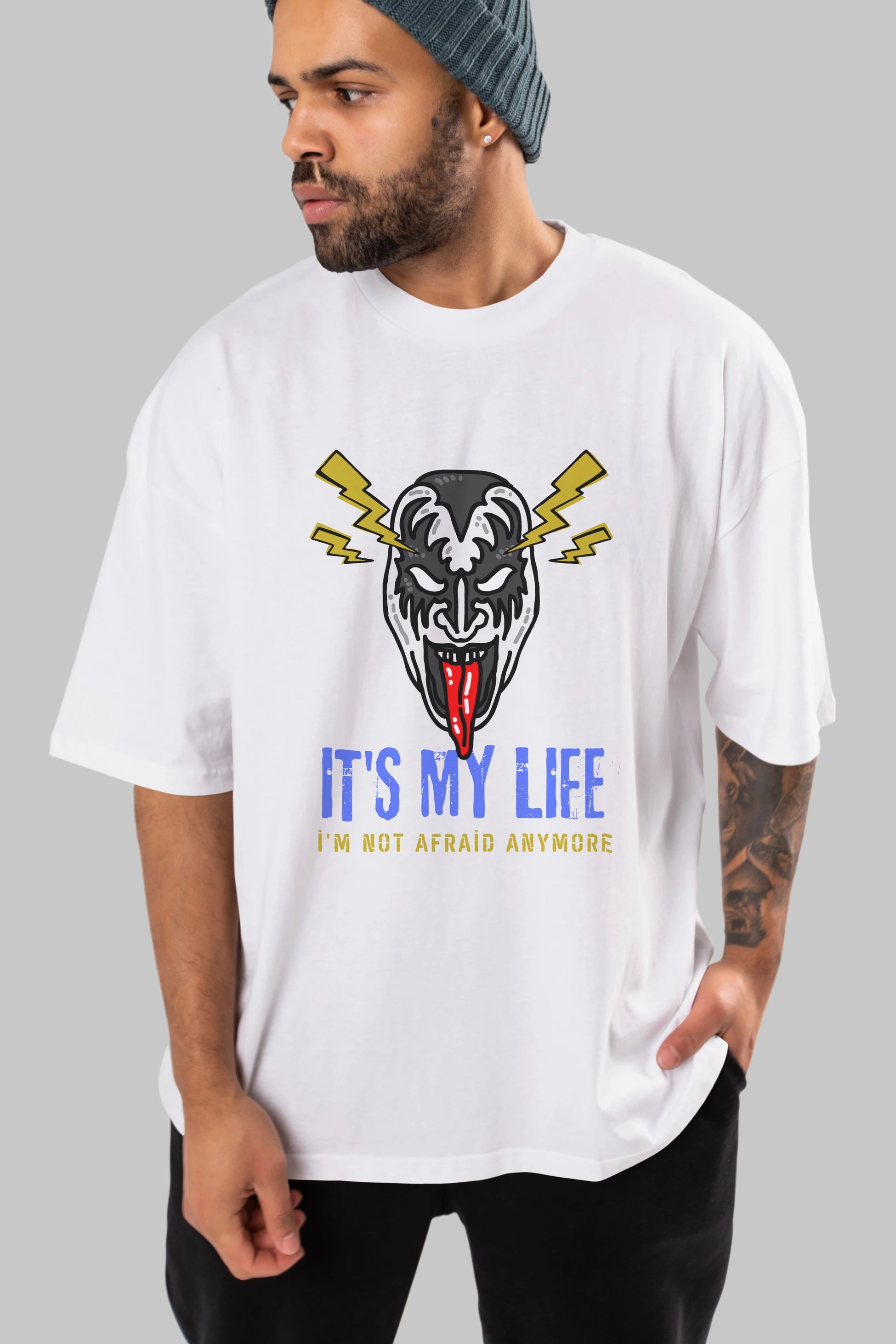 Its My Life Yazılı Ön Baskılı Oversize t-shirt Erkek Kadın Unisex