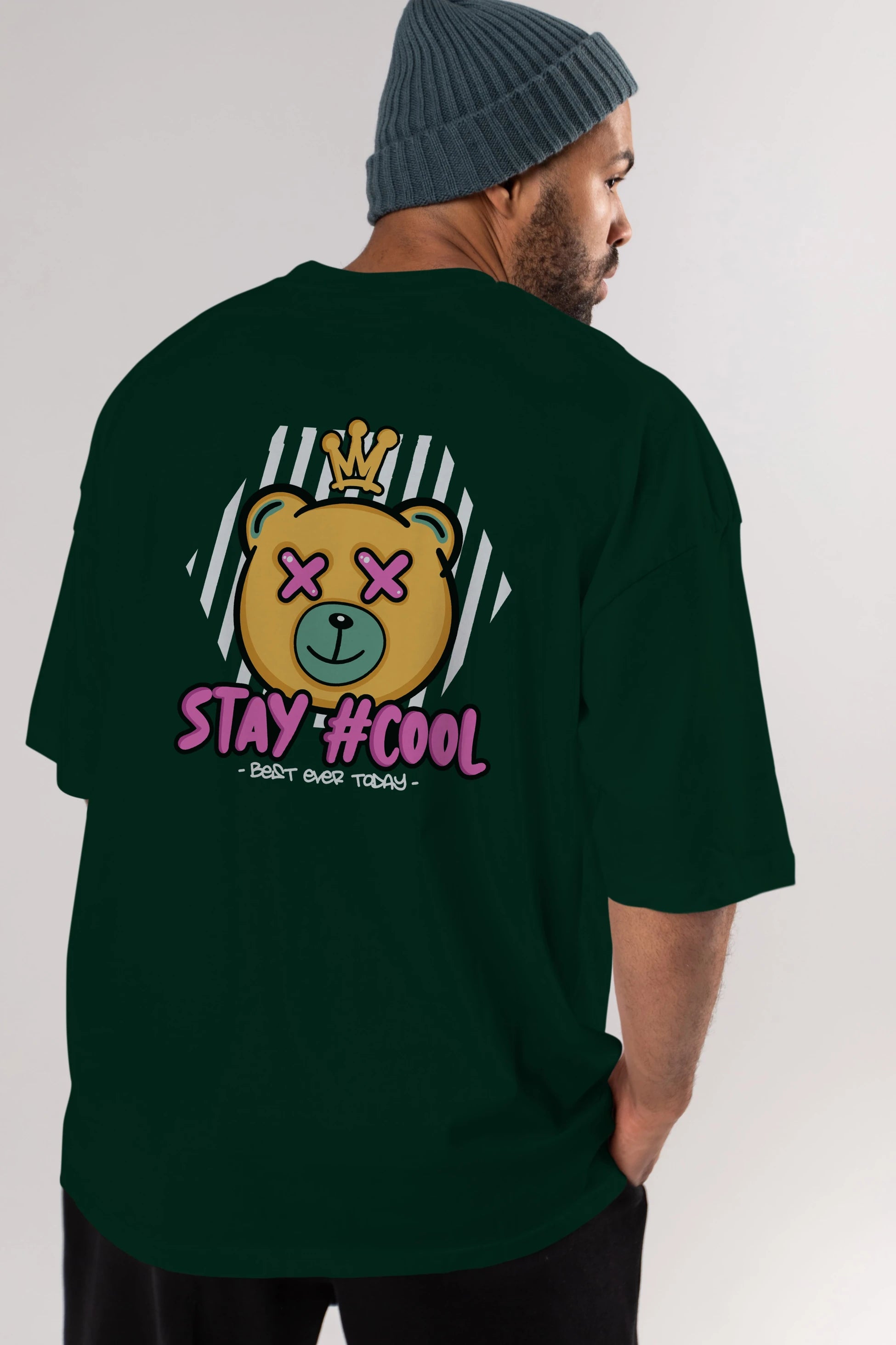 Stay Cool Bear Arka Baskılı Oversize t-shirt Erkek Kadın Unisex