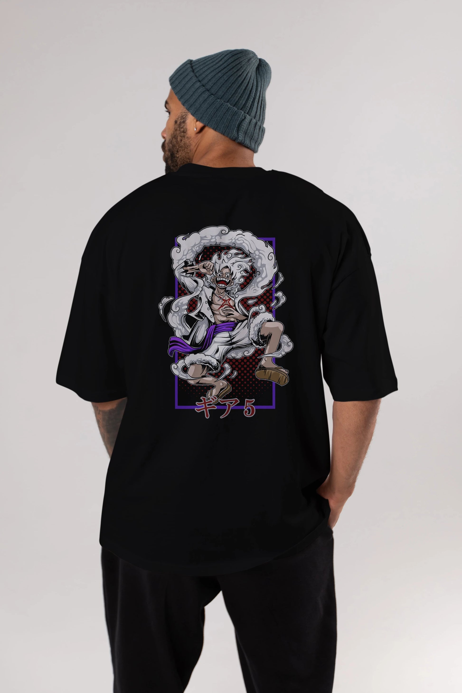 MONKEY D. LUFFY GEAR5 Anime Arka Baskılı Oversize t-shirt Erkek Kadın Unisex
