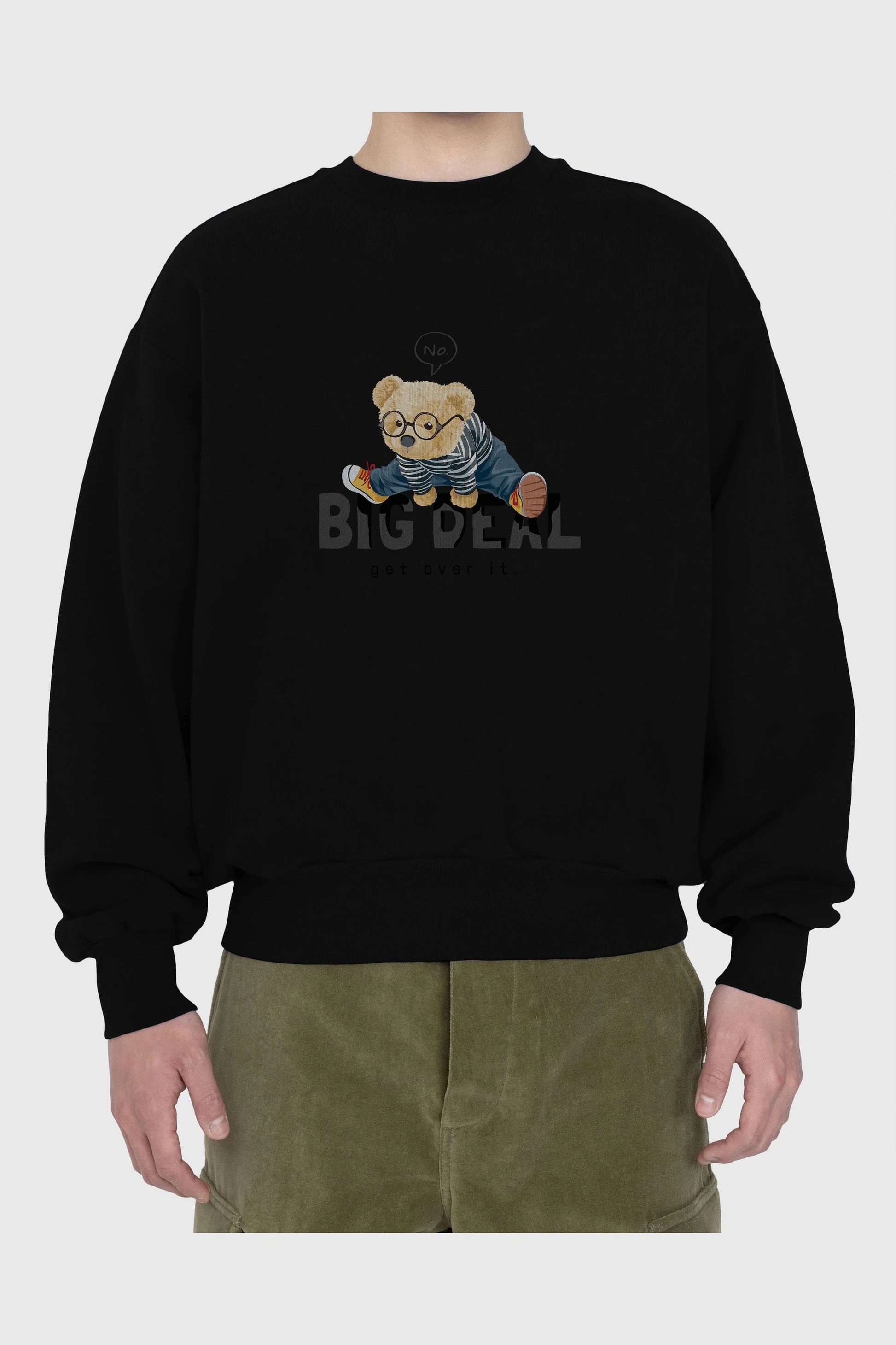 Teddy Bear Big Deal Ön Baskılı Oversize Sweatshirt Erkek Kadın Unisex