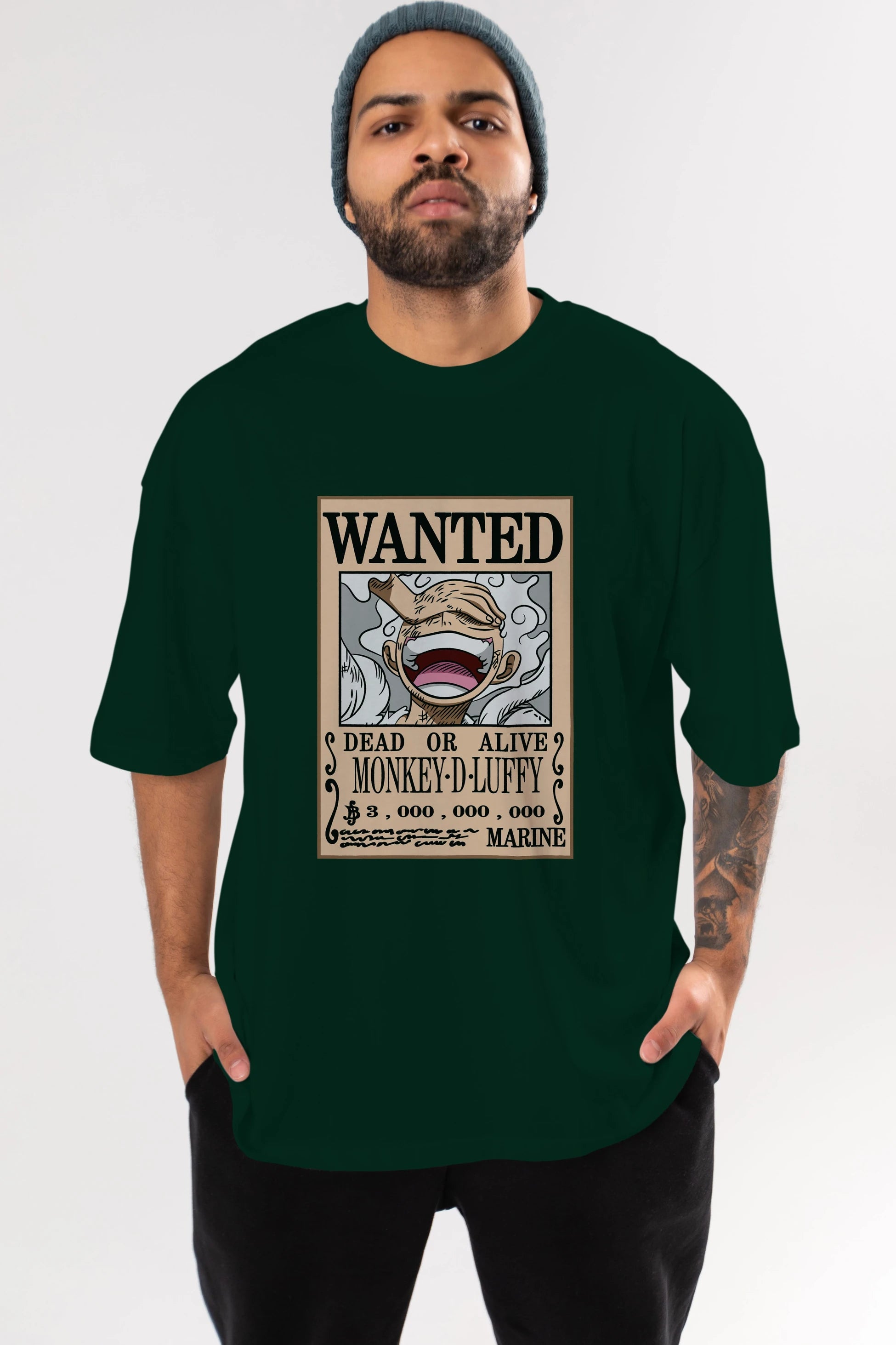 CARTEL LUFFY GEAR 5 Anime Ön Baskılı Oversize t-shirt %100 pamuk Erkek Kadın Unisex