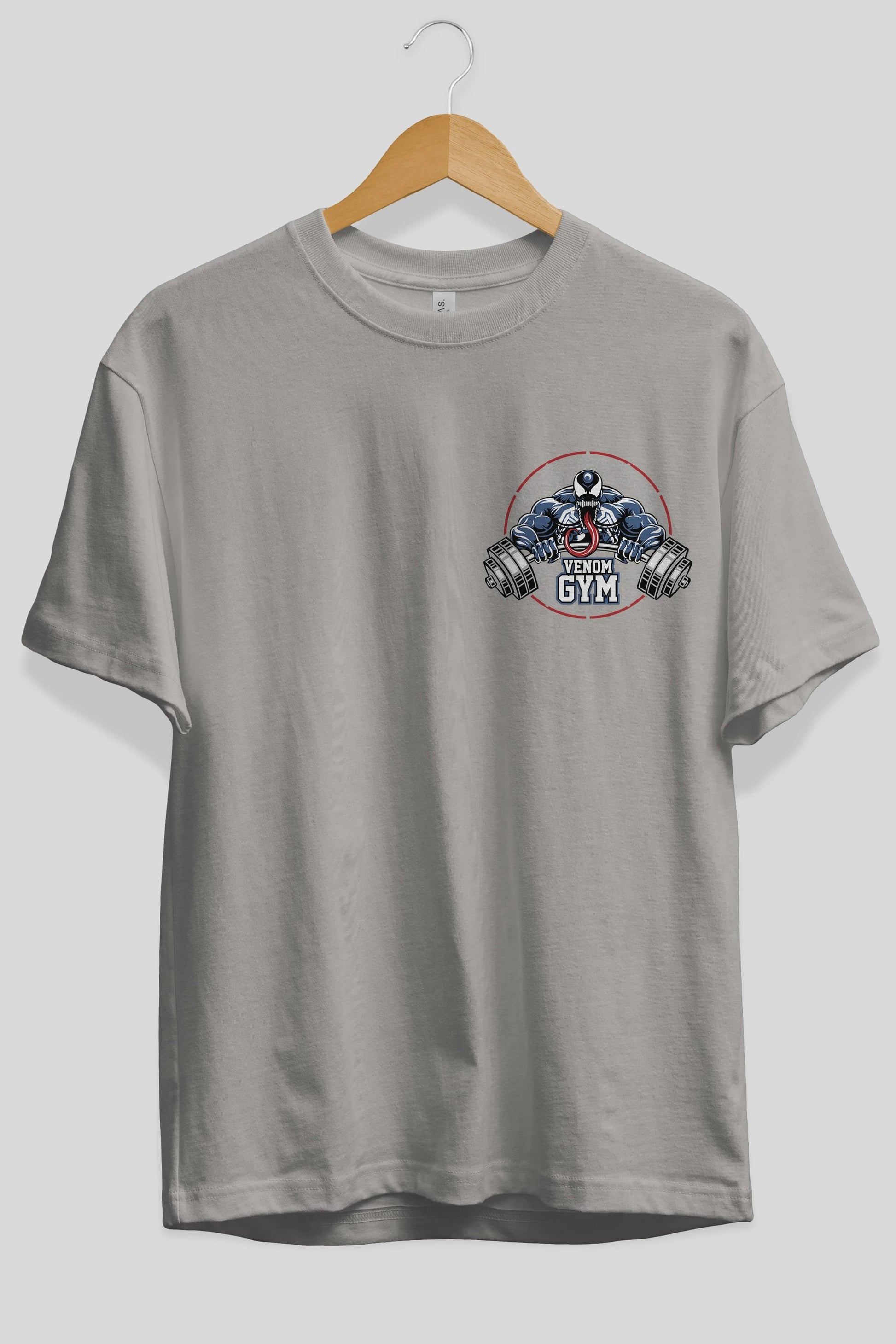 Venom GYM Ön Sol Baskılı Oversize t-shirt Erkek Kadın Unisex %100 Pamuk Bisiklet Yaka tişort