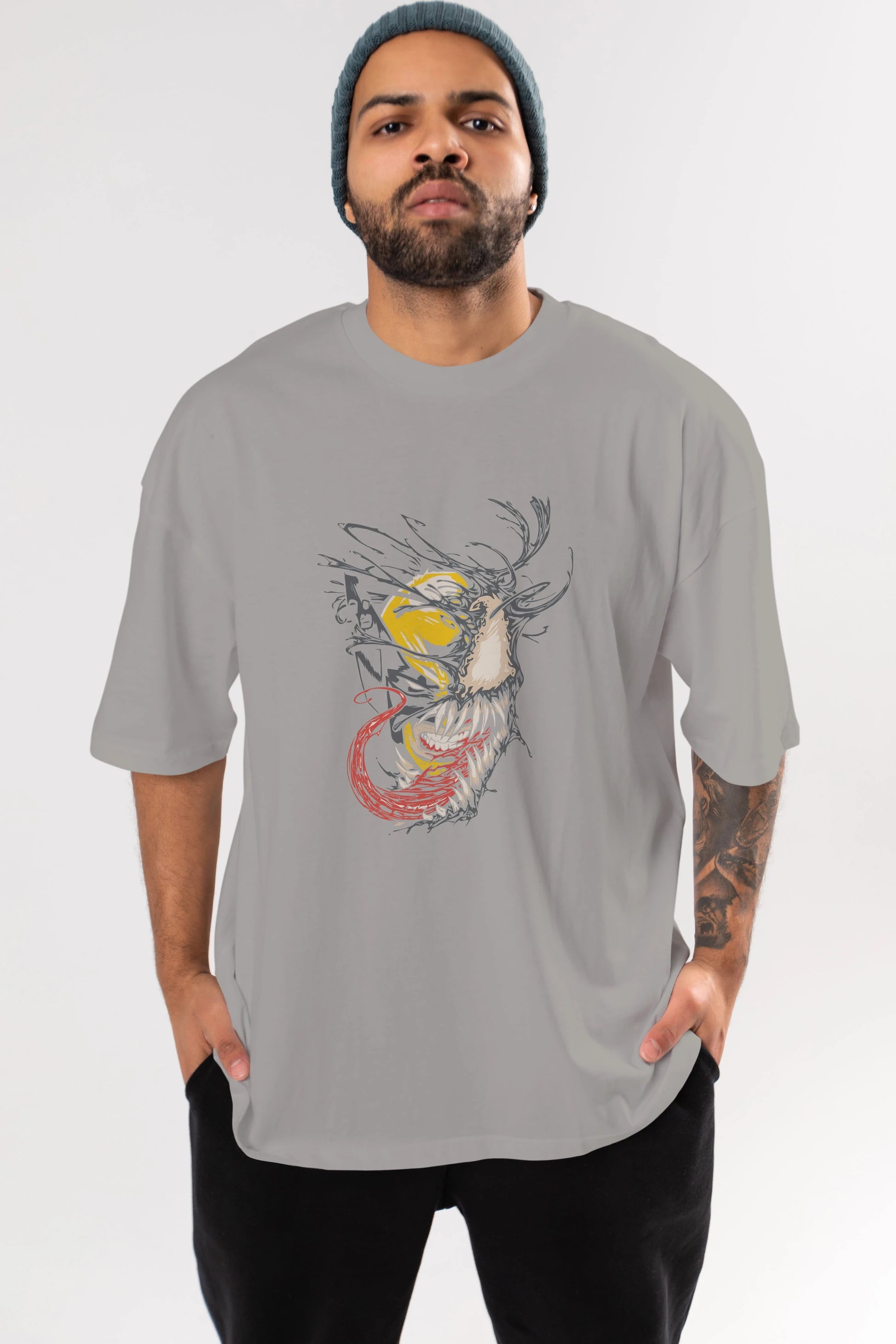 Venom (4) Ön Baskılı Oversize t-shirt Erkek Kadın Unisex %100 Pamuk Bisiklet Yaka tişort