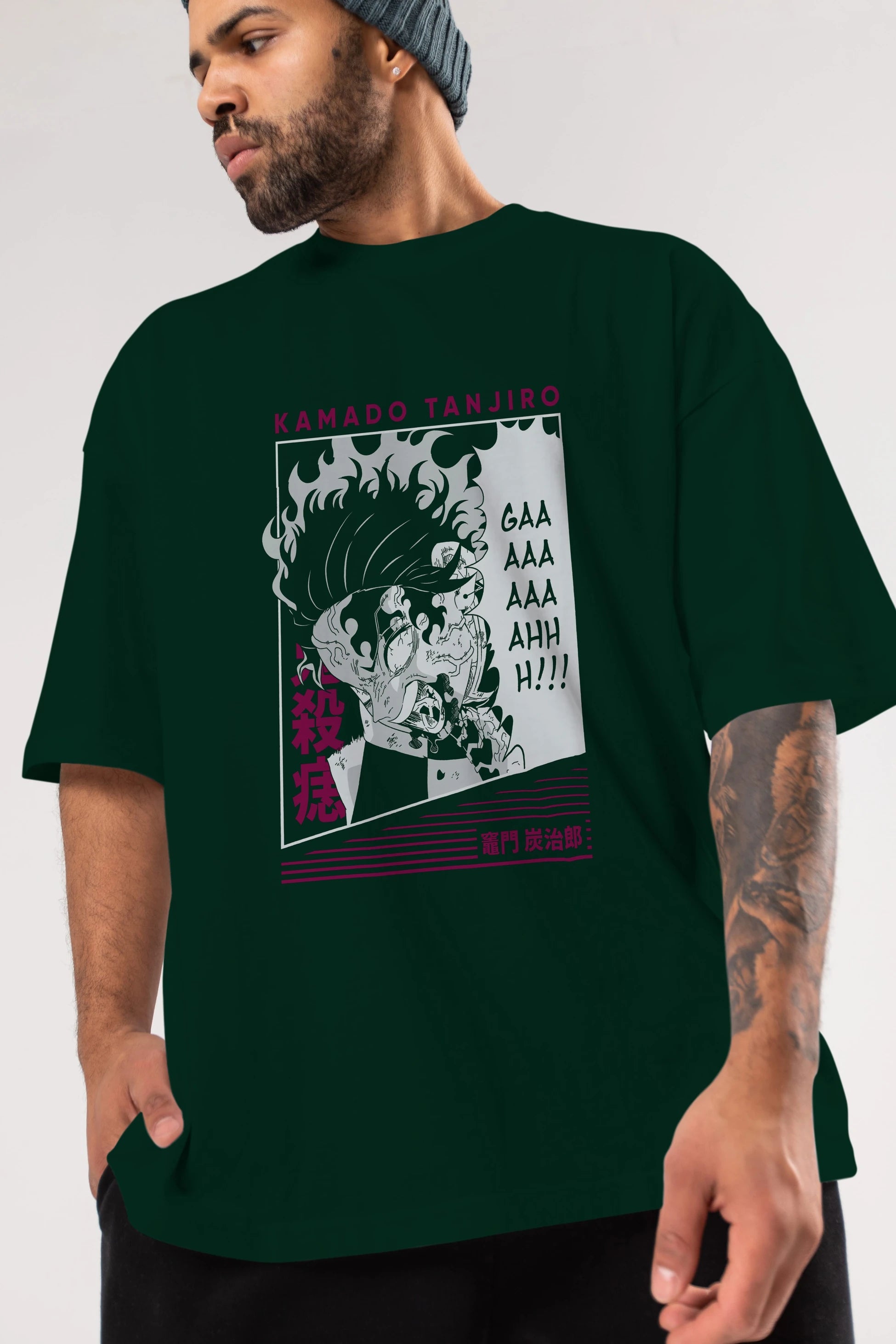 TANJIRO KAMADO 3 Anime Ön Baskılı Oversize t-shirt %100 pamuk Erkek Kadın Unisex