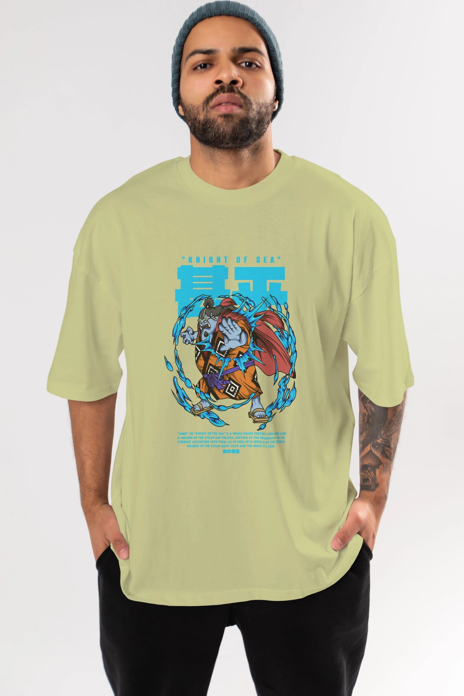 Jinbei Anime Ön Baskılı Oversize t-shirt %100 pamuk Erkek Kadın Unisex
