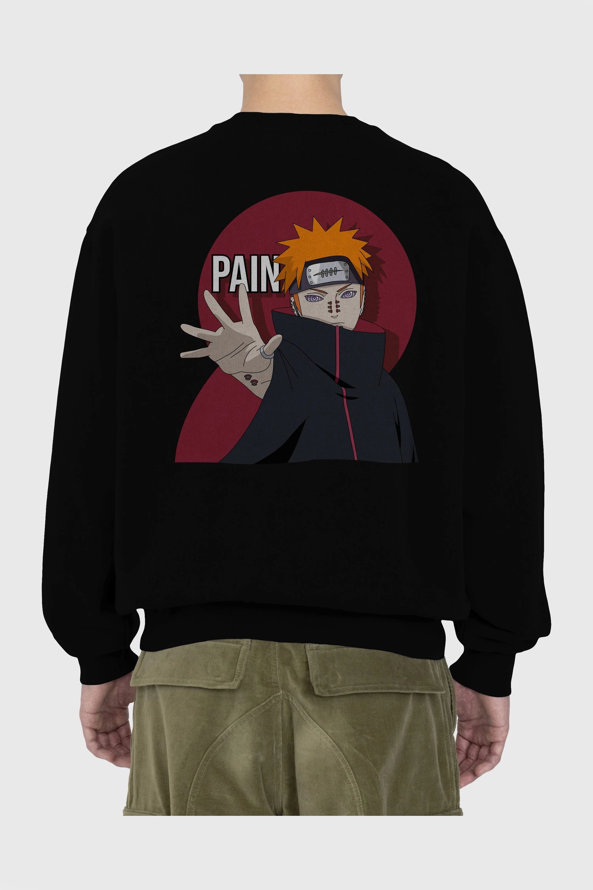 PAIN NARUTO Anime Arka Baskılı Oversize Sweatshirt Erkek Kadın Unisex