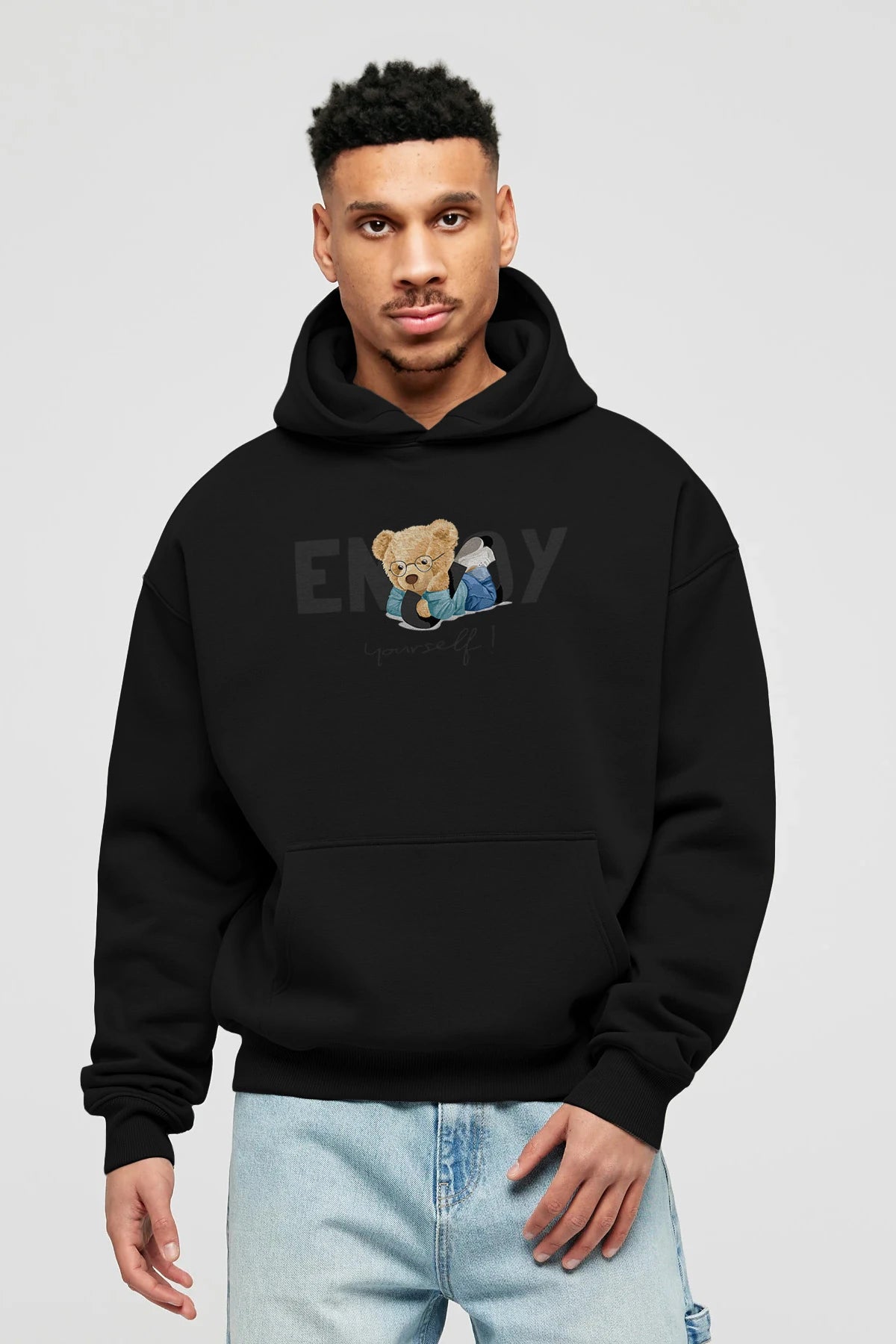 Teddy Bear Yourself Ön Baskılı Hoodie Oversize Kapüşonlu Sweatshirt Erkek Kadın Unisex
