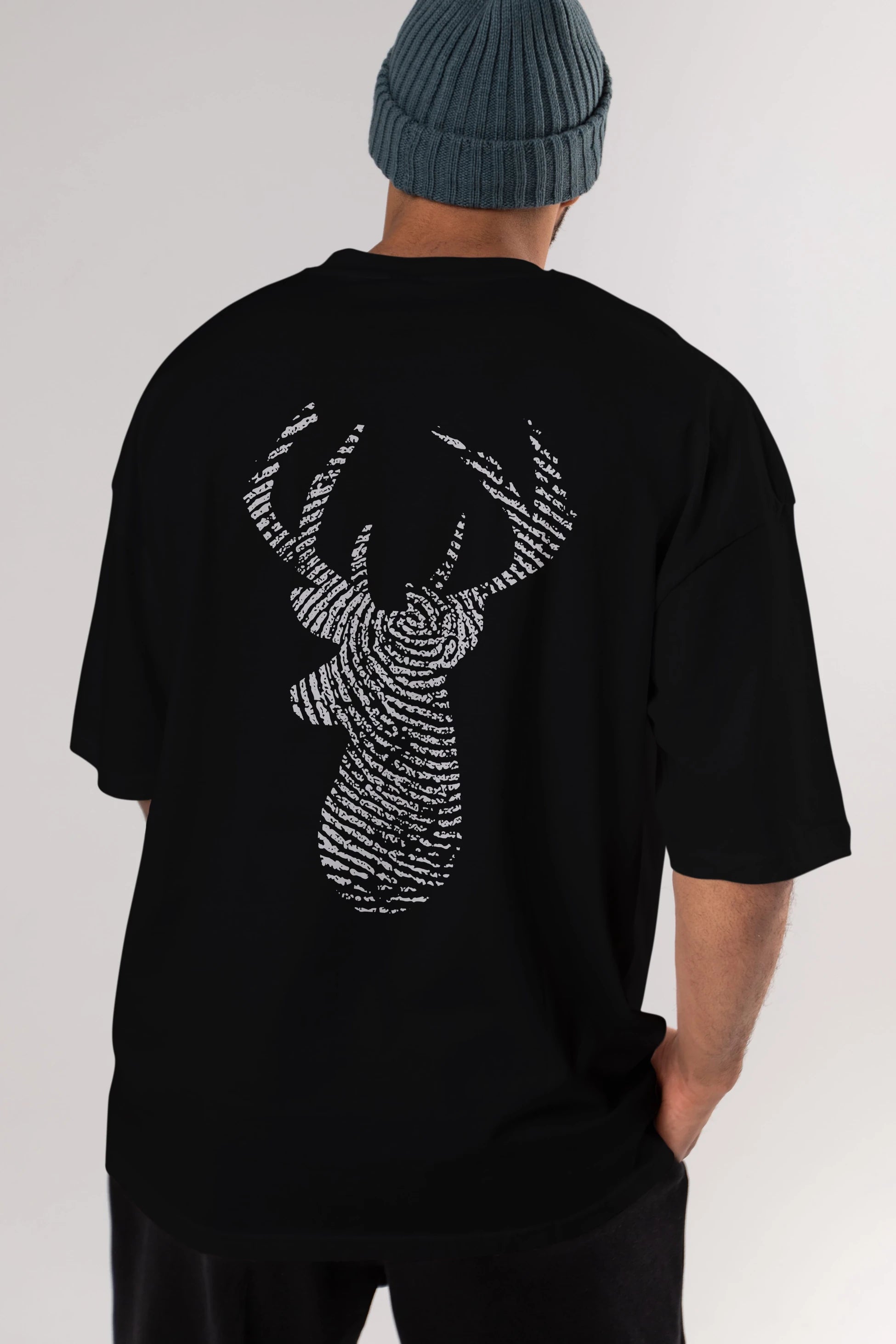 Deer 3 Arka Baskılı Oversize t-shirt %100 pamuk Erkek Kadın Unisex