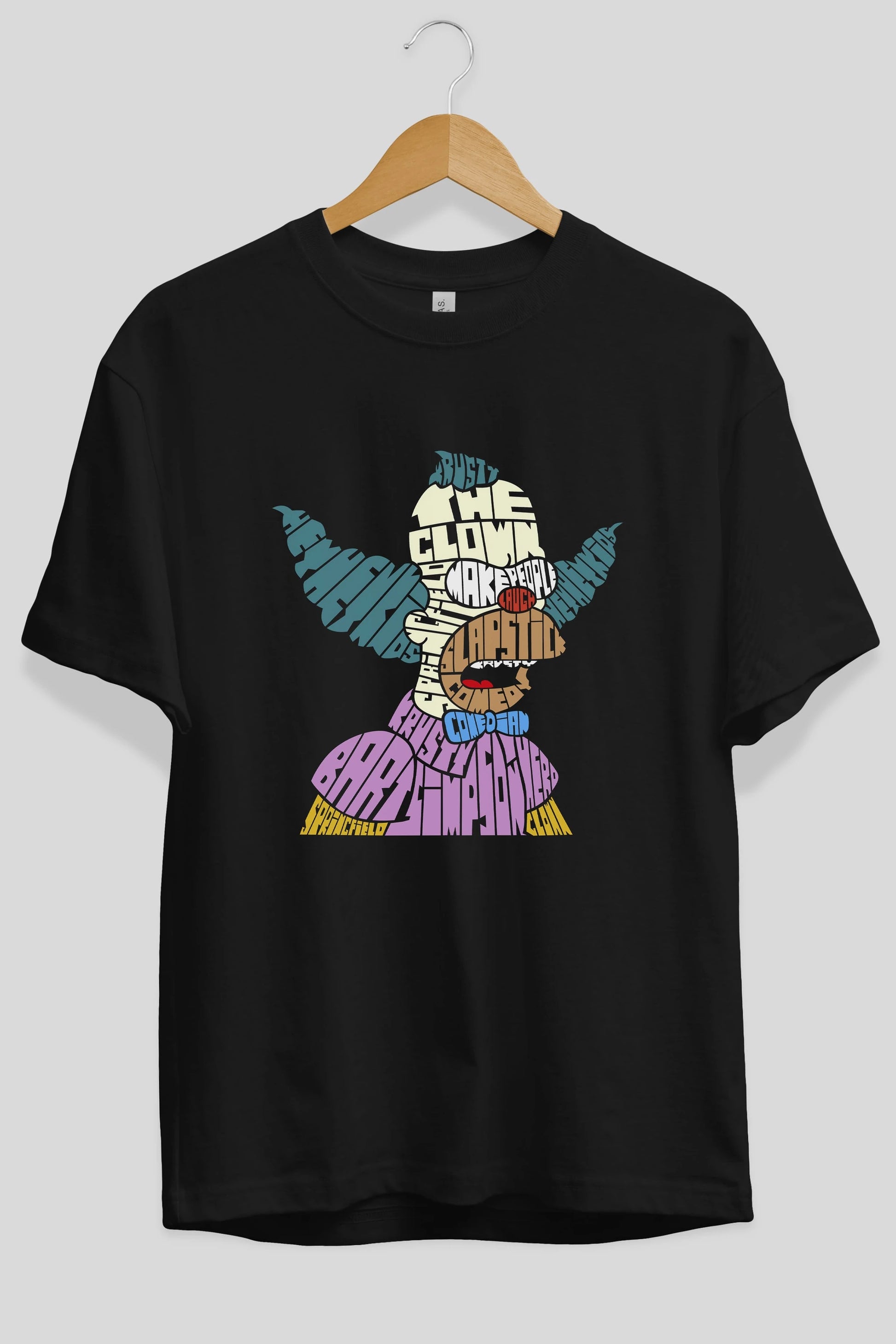 Krusty Clown Ön Baskılı Oversize t-shirt %100 pamuk Erkek Kadın Unisex