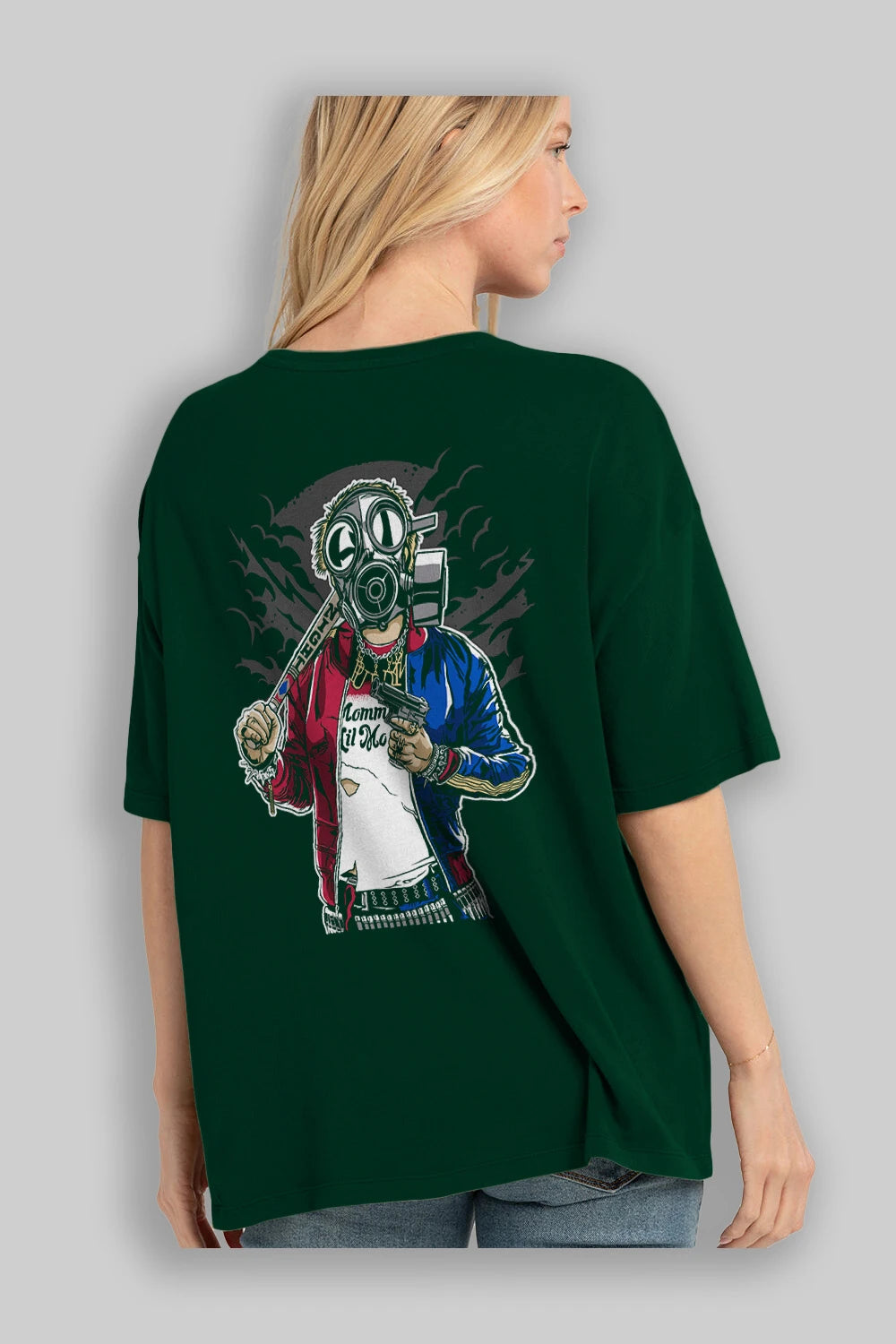 Suicide Gasmask Arka Baskılı Oversize t-shirt Erkek Kadın Unisex %100 Pamuk