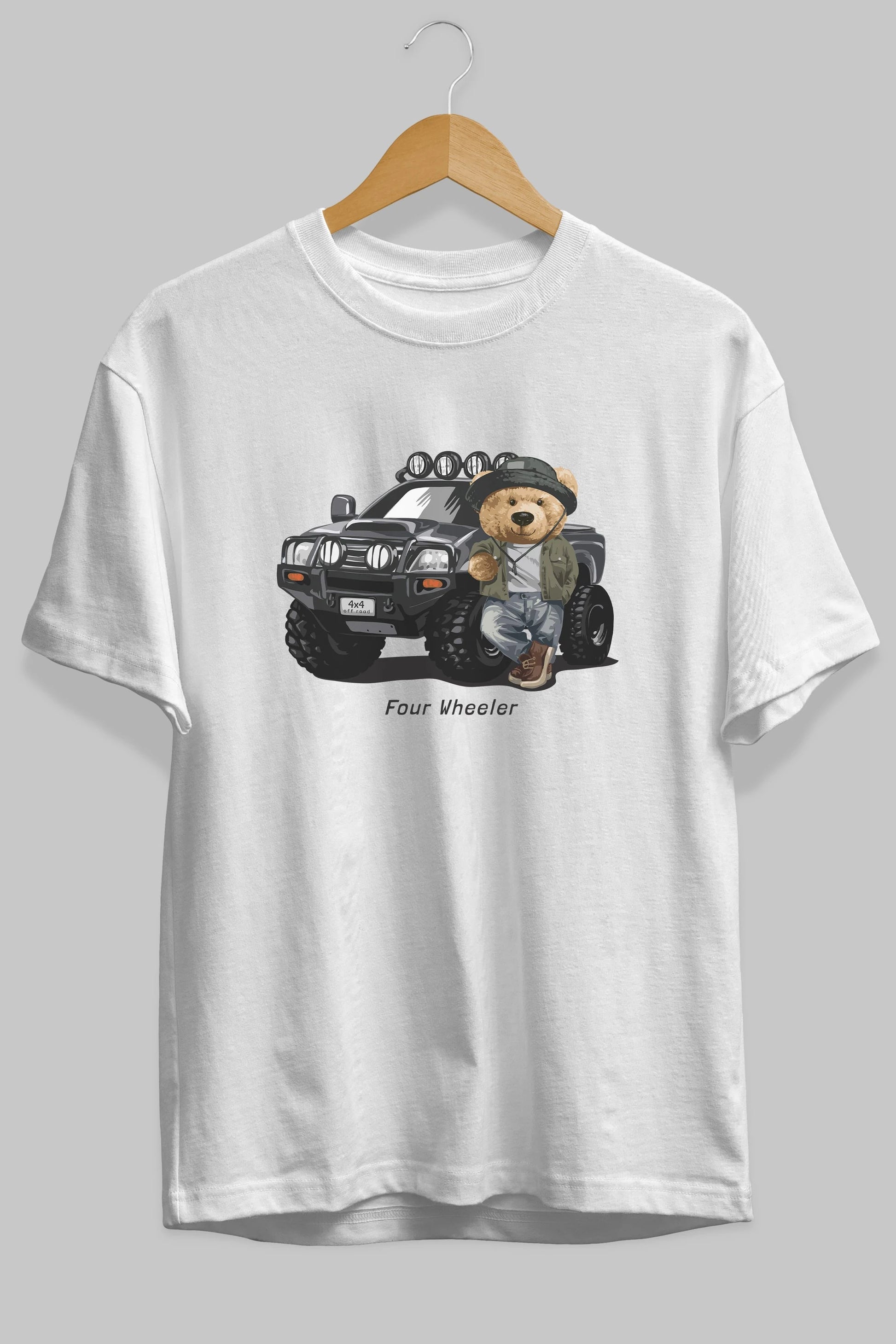 Teddy Bear Off Road Ön Baskılı Oversize t-shirt Erkek Kadın Unisex %100 Pamuk