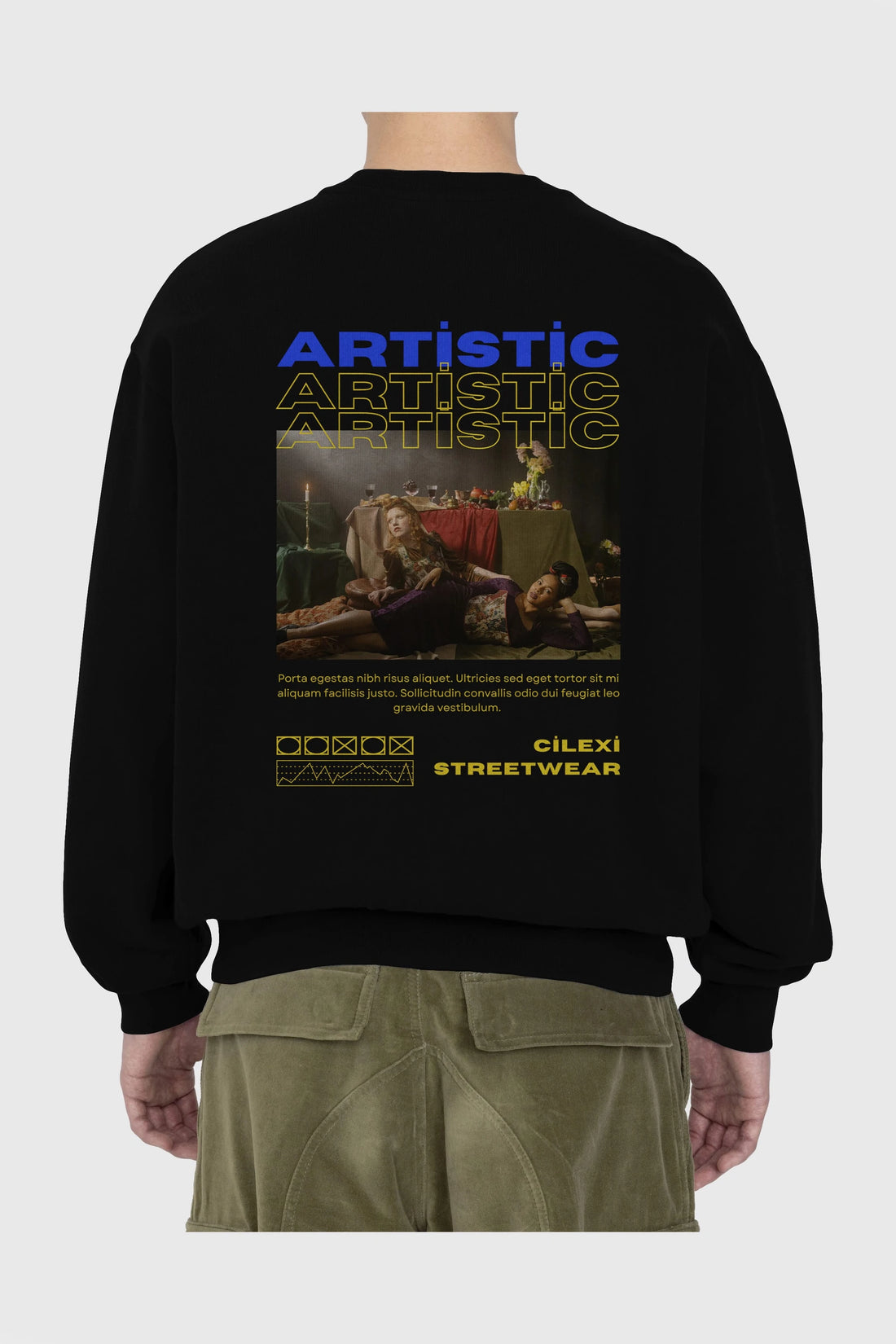 Artistic Yazılı Streetwear Arka Baskılı Oversize Sweatshirt Erkek Kadın Unisex