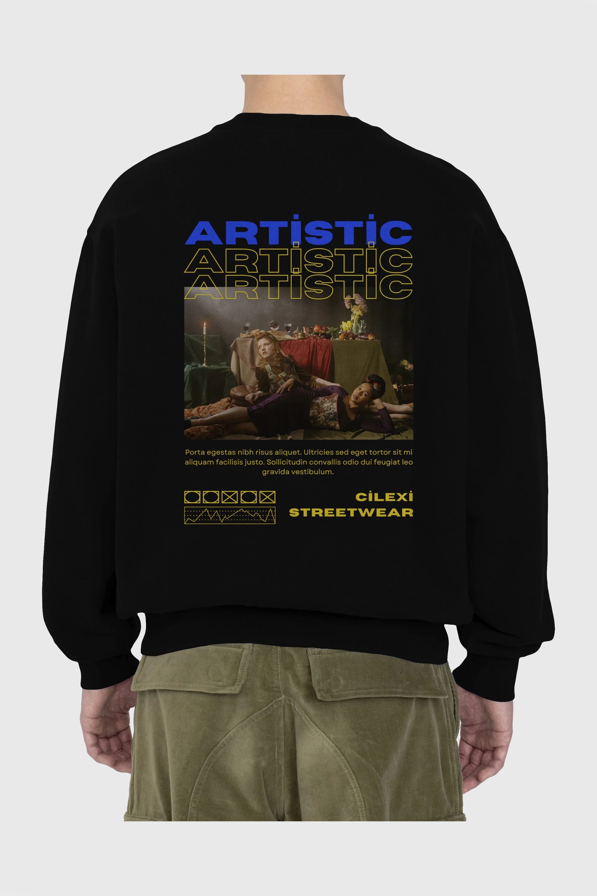 Artistic Yazılı Streetwear Arka Baskılı Oversize Sweatshirt Erkek Kadın Unisex