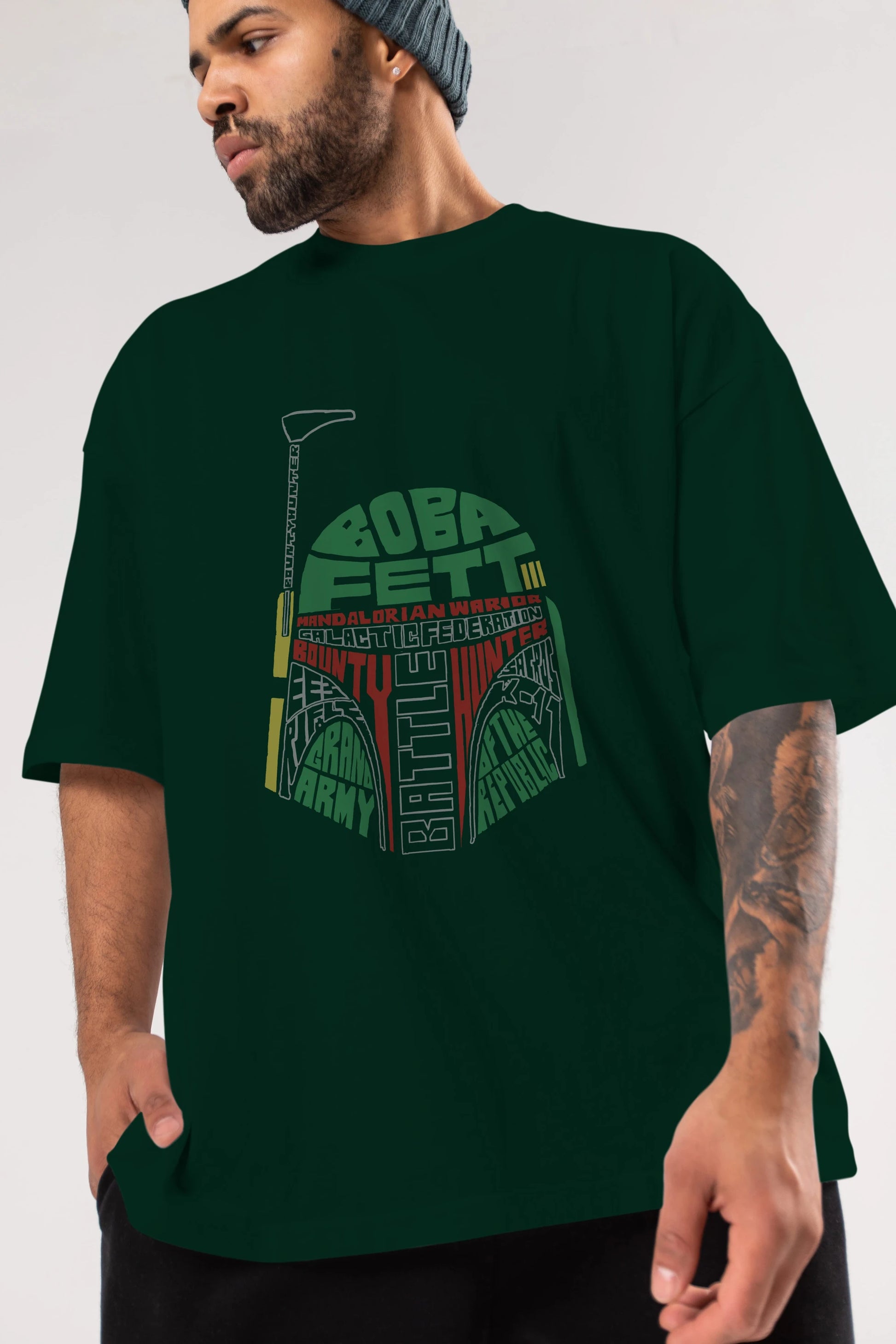 Boba Fett (2) Ön Baskılı Oversize t-shirt %100 pamuk Erkek Kadın Unisex