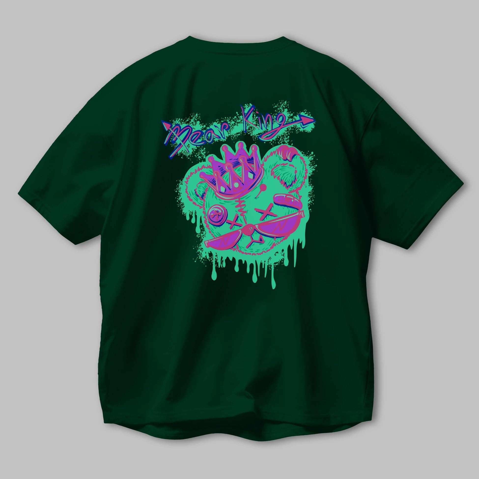 Bear King Arka Baskılı Oversize t-shirt Erkek Kadın Unisex