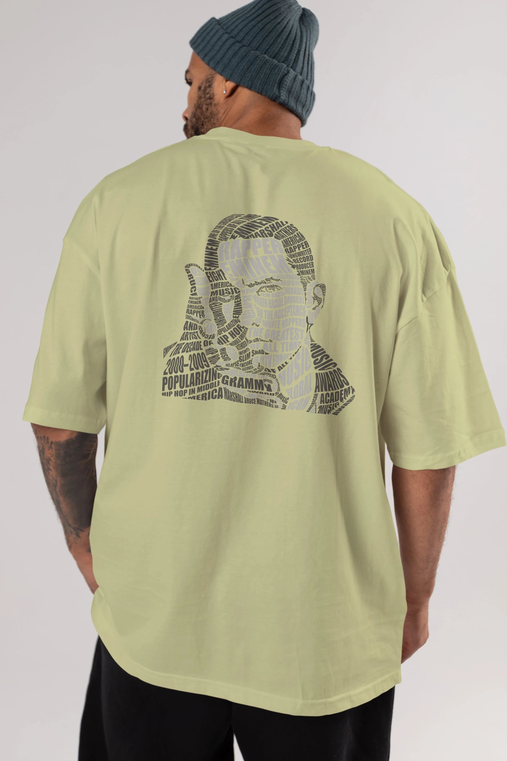 Eminem Calligram Arka Baskılı Oversize t-shirt %100 pamuk Erkek Kadın Unisex