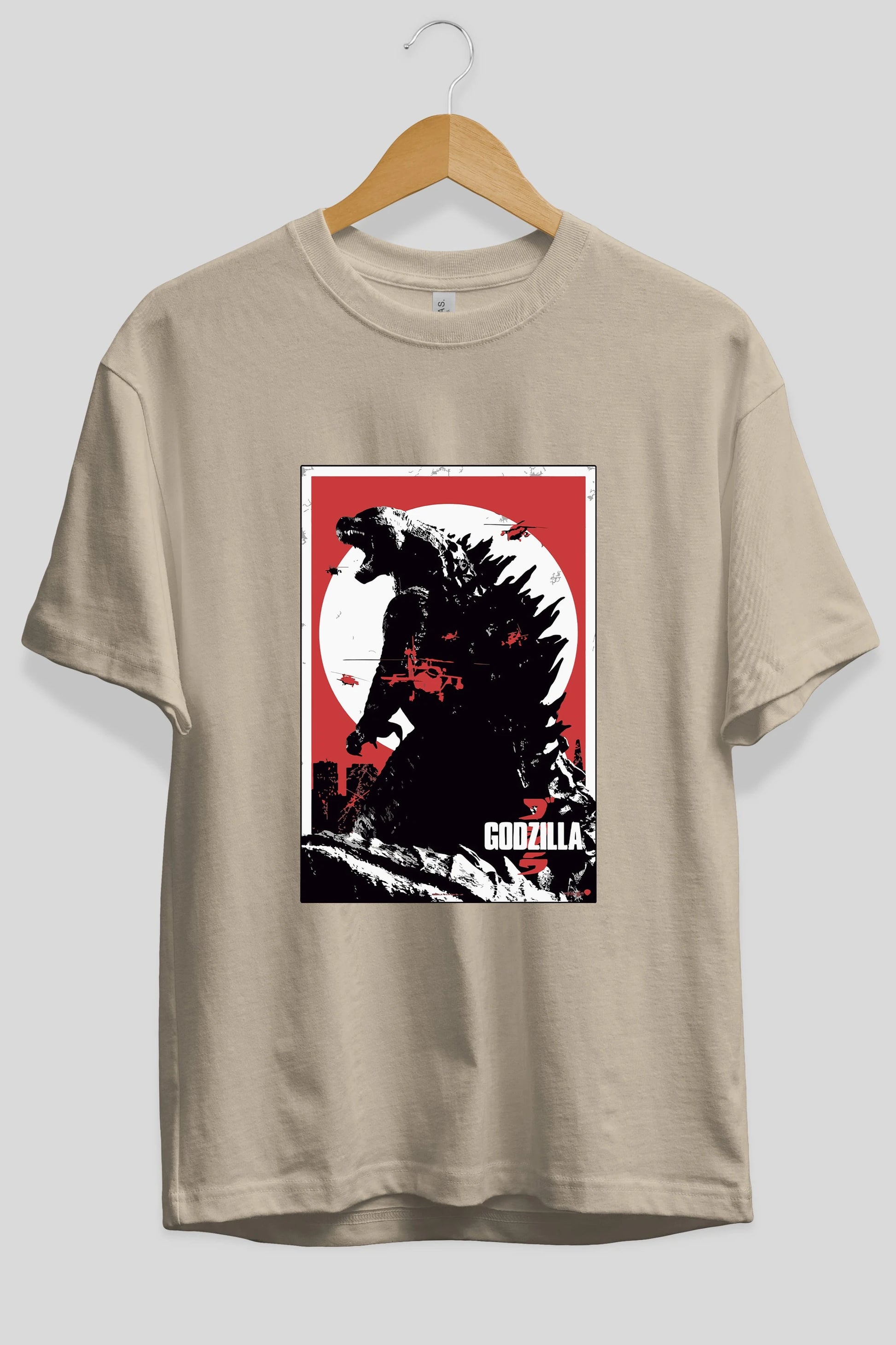 Godzilla (2) Ön Baskılı Oversize t-shirt Erkek Kadın Unisex %100 Pamuk Bisiklet Yaka tişort