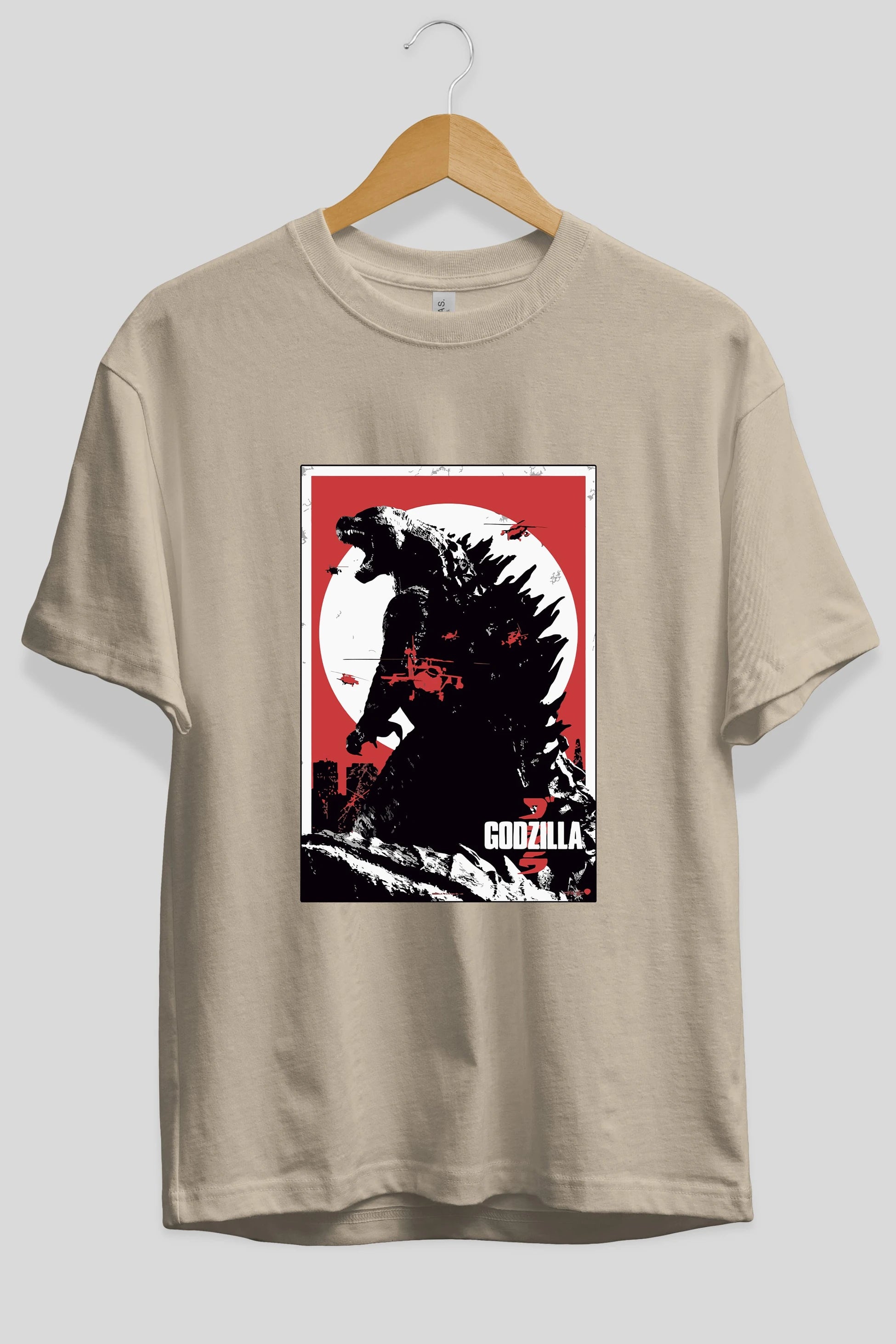 Godzilla (2) Ön Baskılı Oversize t-shirt Erkek Kadın Unisex %100 Pamuk Bisiklet Yaka tişort