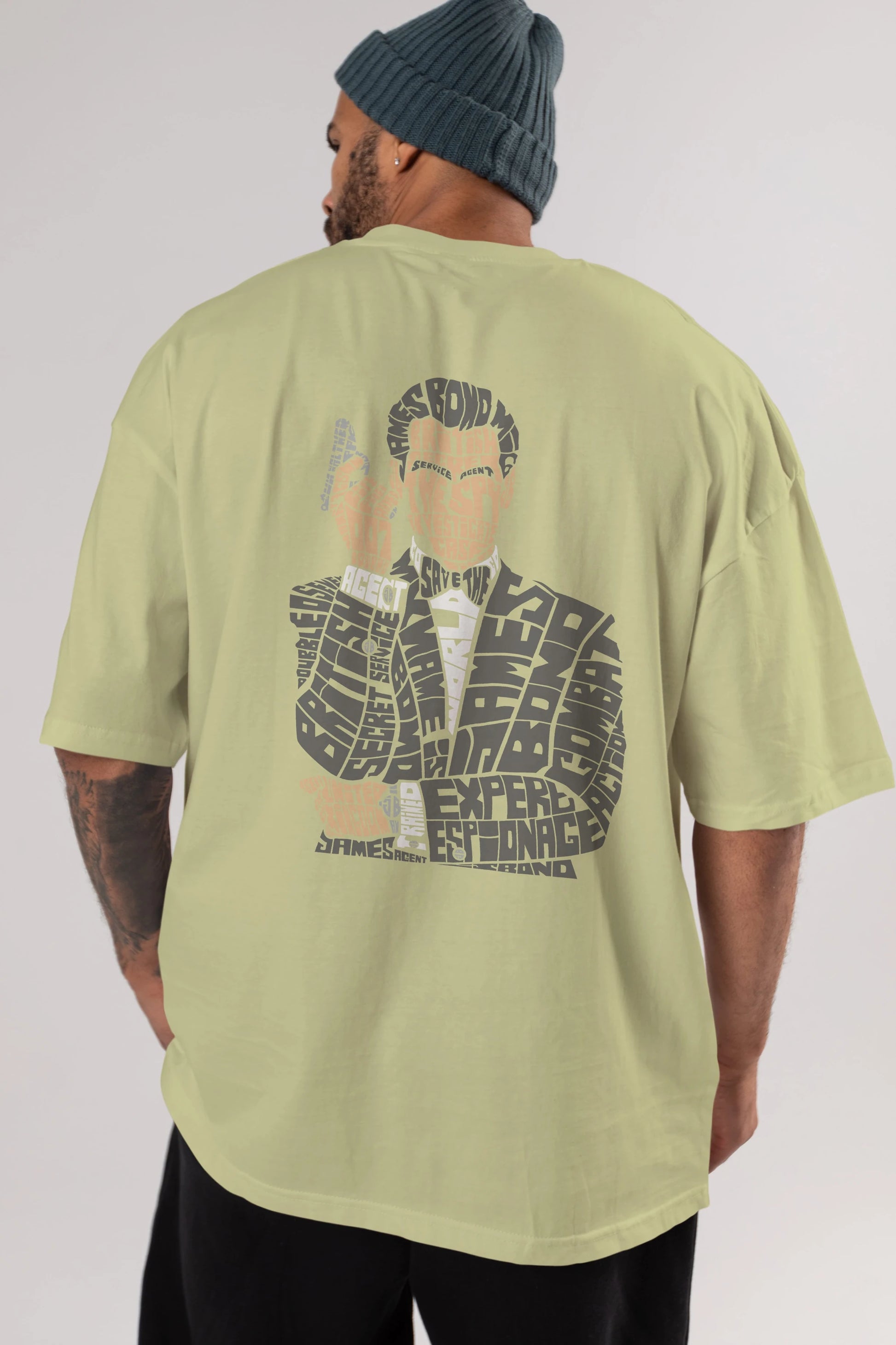 James Bond Arka Baskılı Oversize t-shirt %100 pamuk Erkek Kadın Unisex