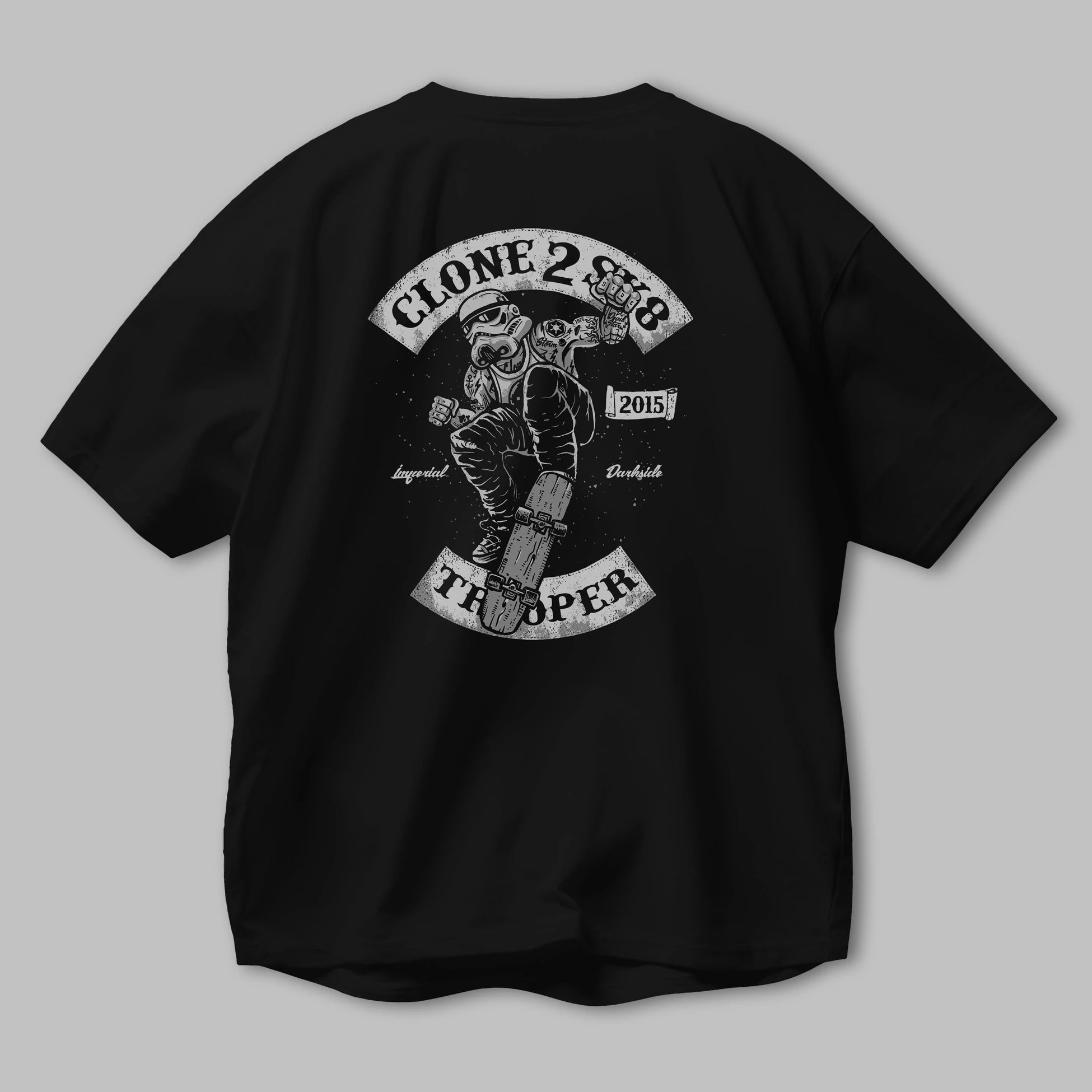 Clone 2 Sk8 Arka Baskılı Oversize t-shirt Erkek Kadın Unisex %100 Pamuk