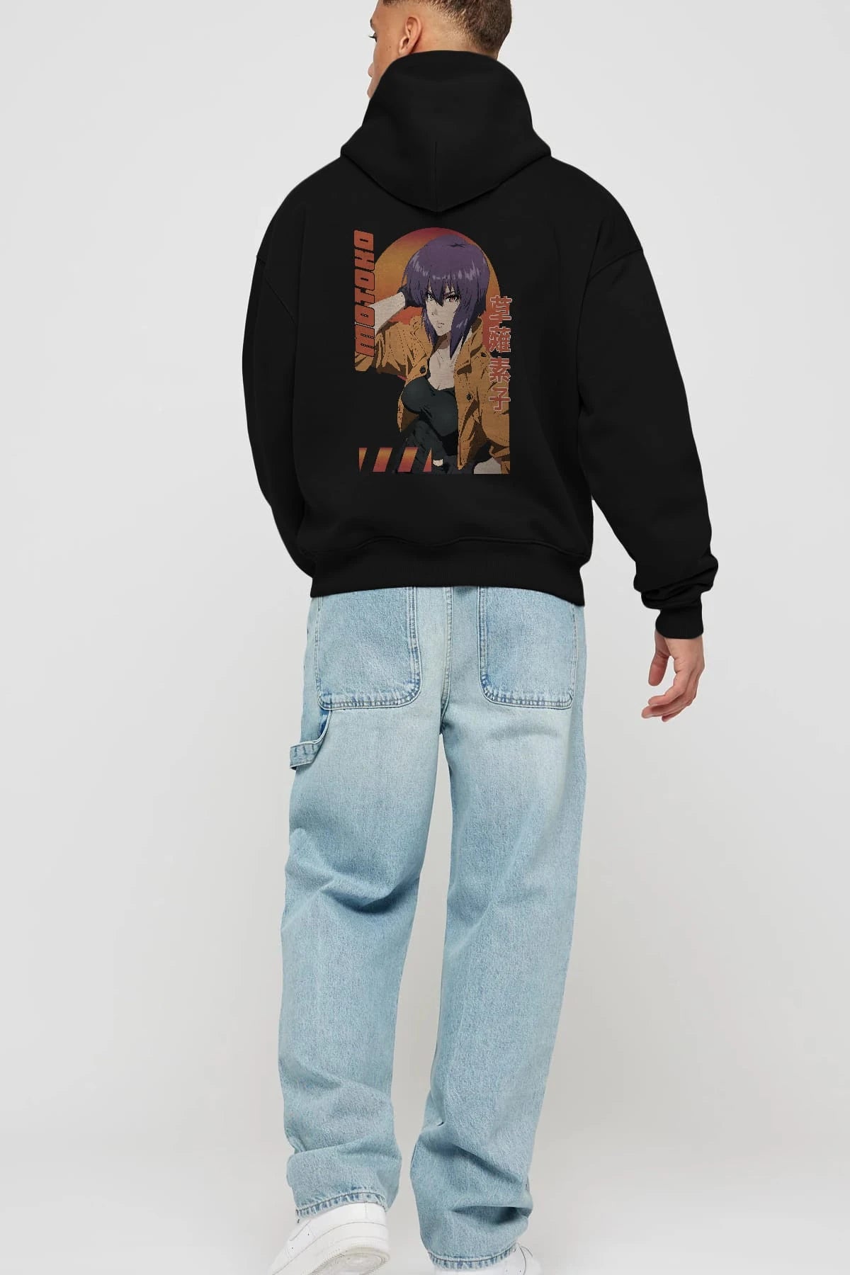Motoko Kusanagi 9 Anime Arka Baskılı Hoodie Oversize Kapüşonlu Sweatshirt Erkek Kadın Unisex