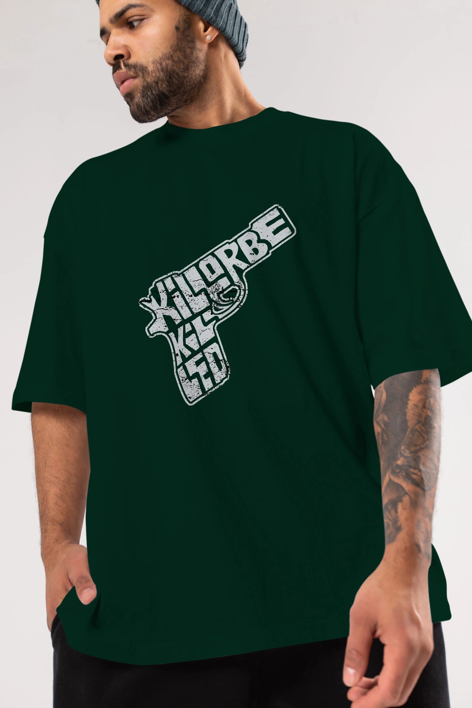 Kill Or Be Killed Ön Baskılı Oversize t-shirt %100 pamuk Erkek Kadın Unisex