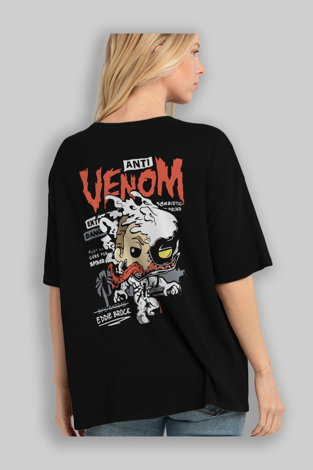 Venom (9) Arka Baskılı Oversize t-shirt Erkek Kadın Unisex %100 Pamuk Bisiklet Yaka tişort
